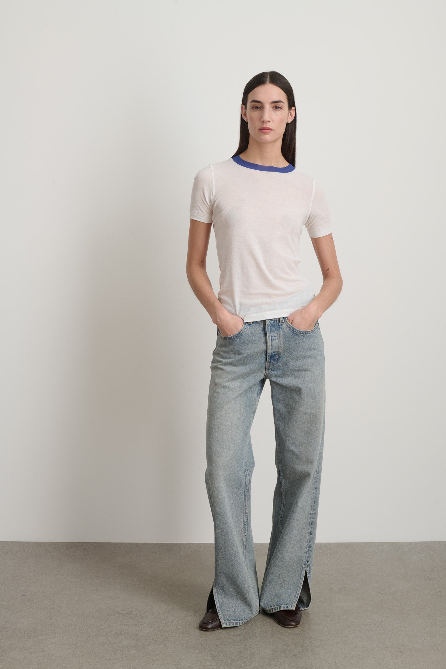 Ringer Tee White/Blue