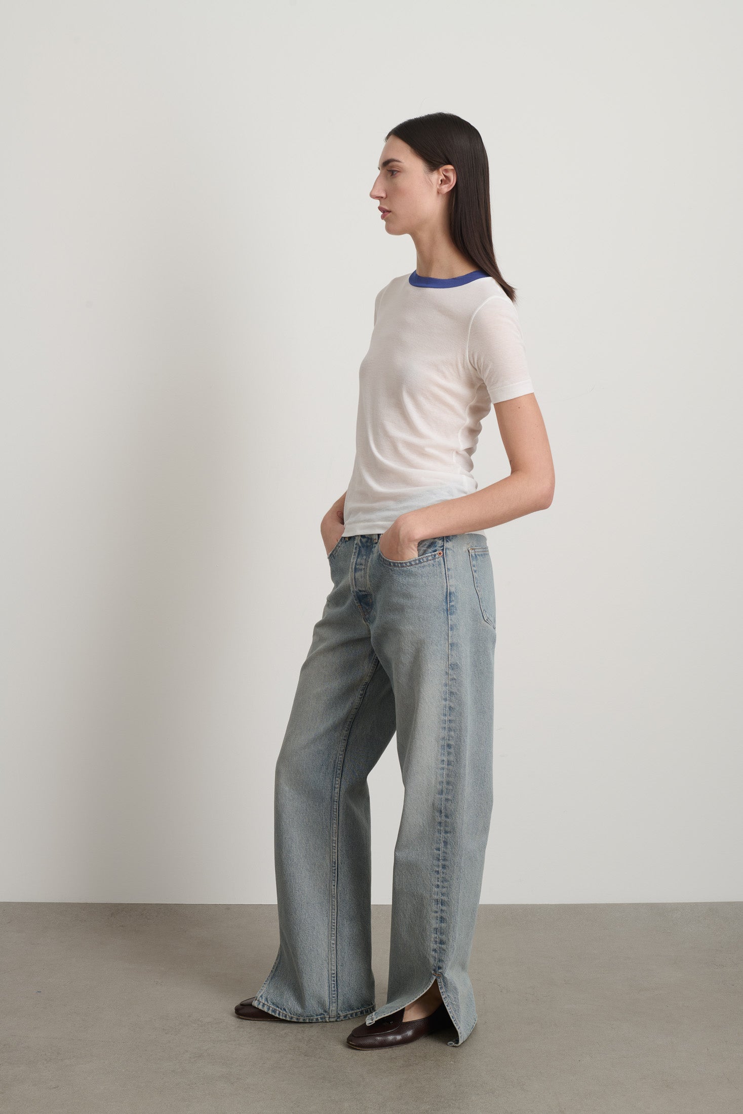 Ringer Tee White/Blue