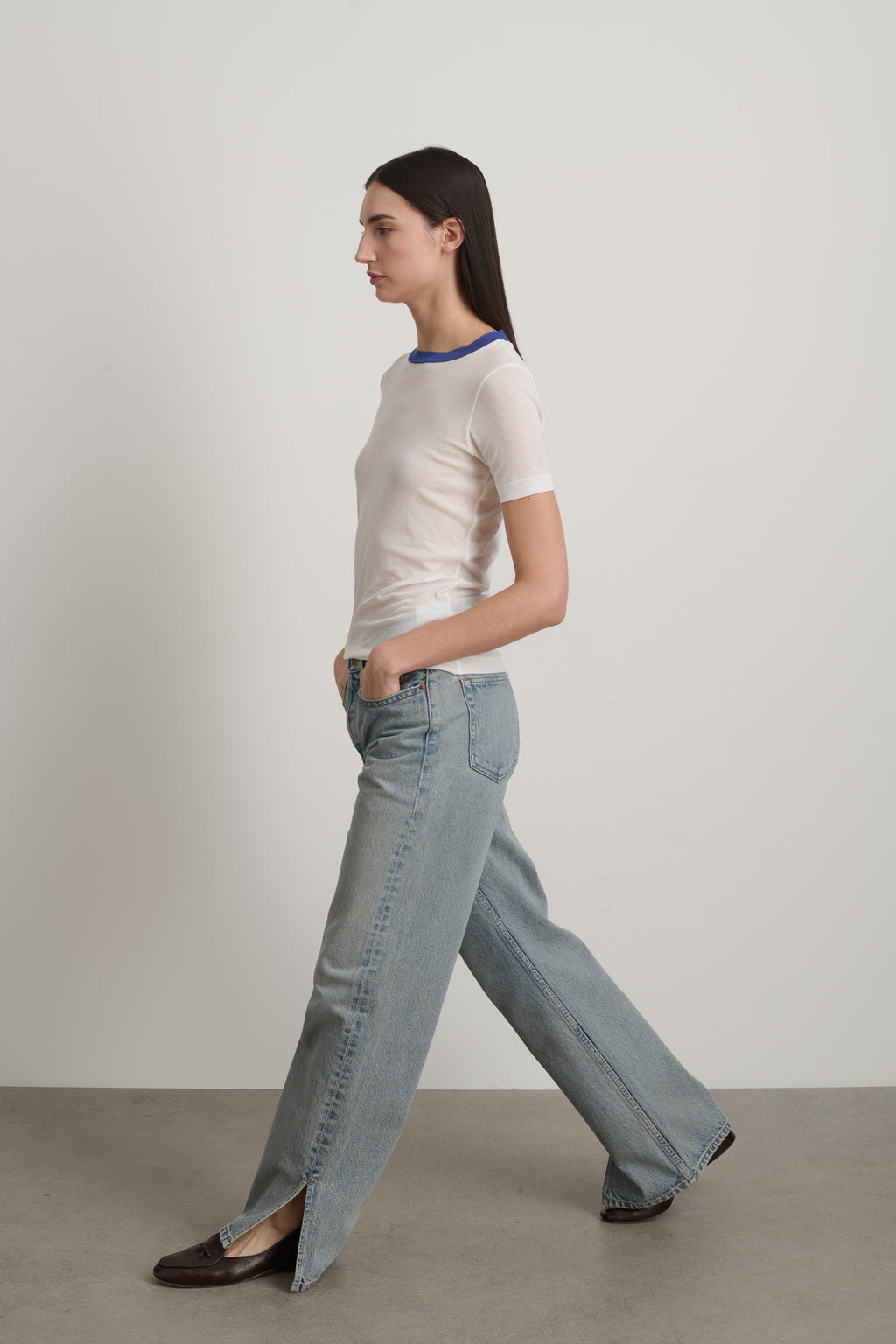Ringer Tee White/Blue
