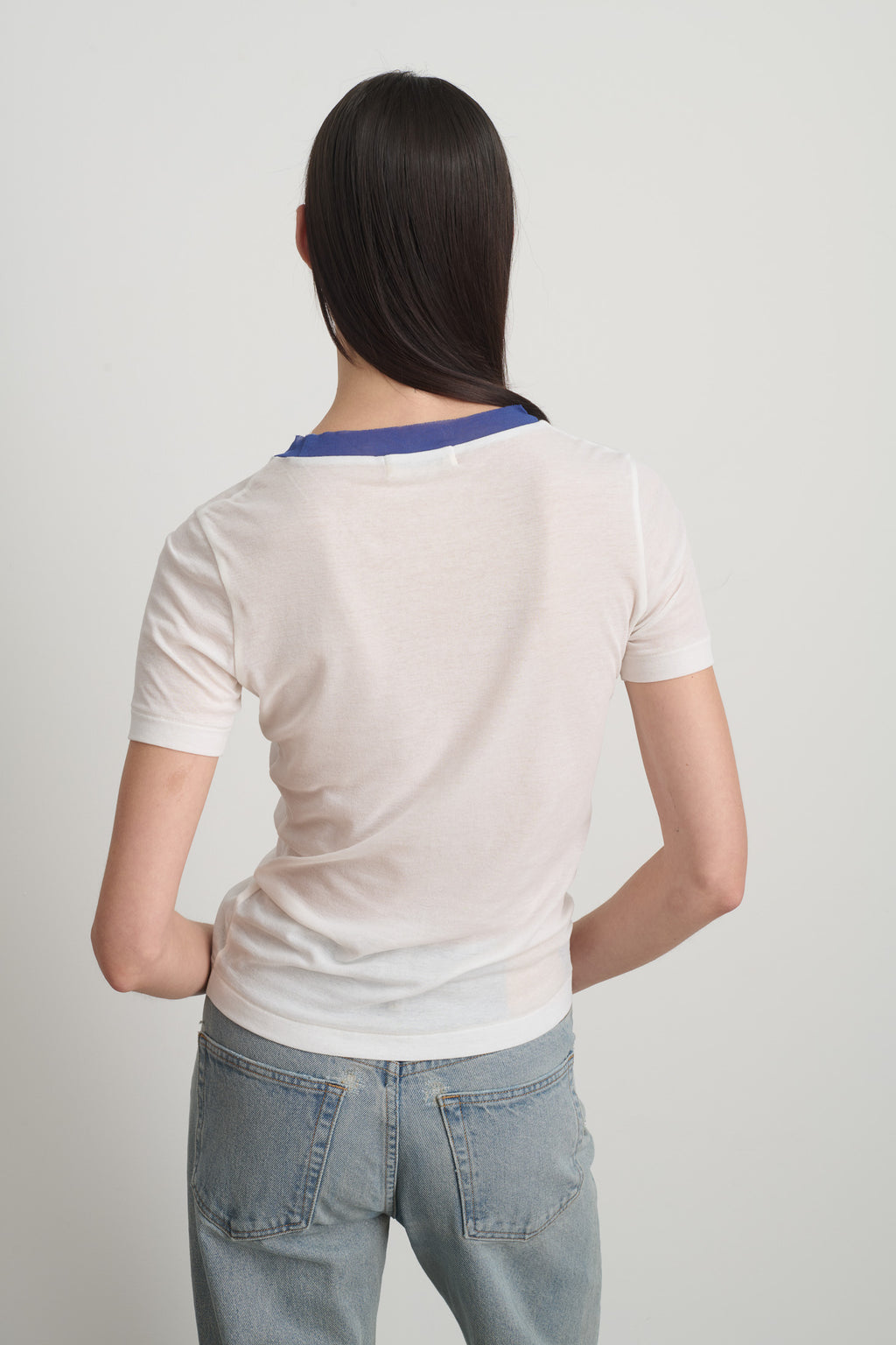 Ringer Tee White/Blue