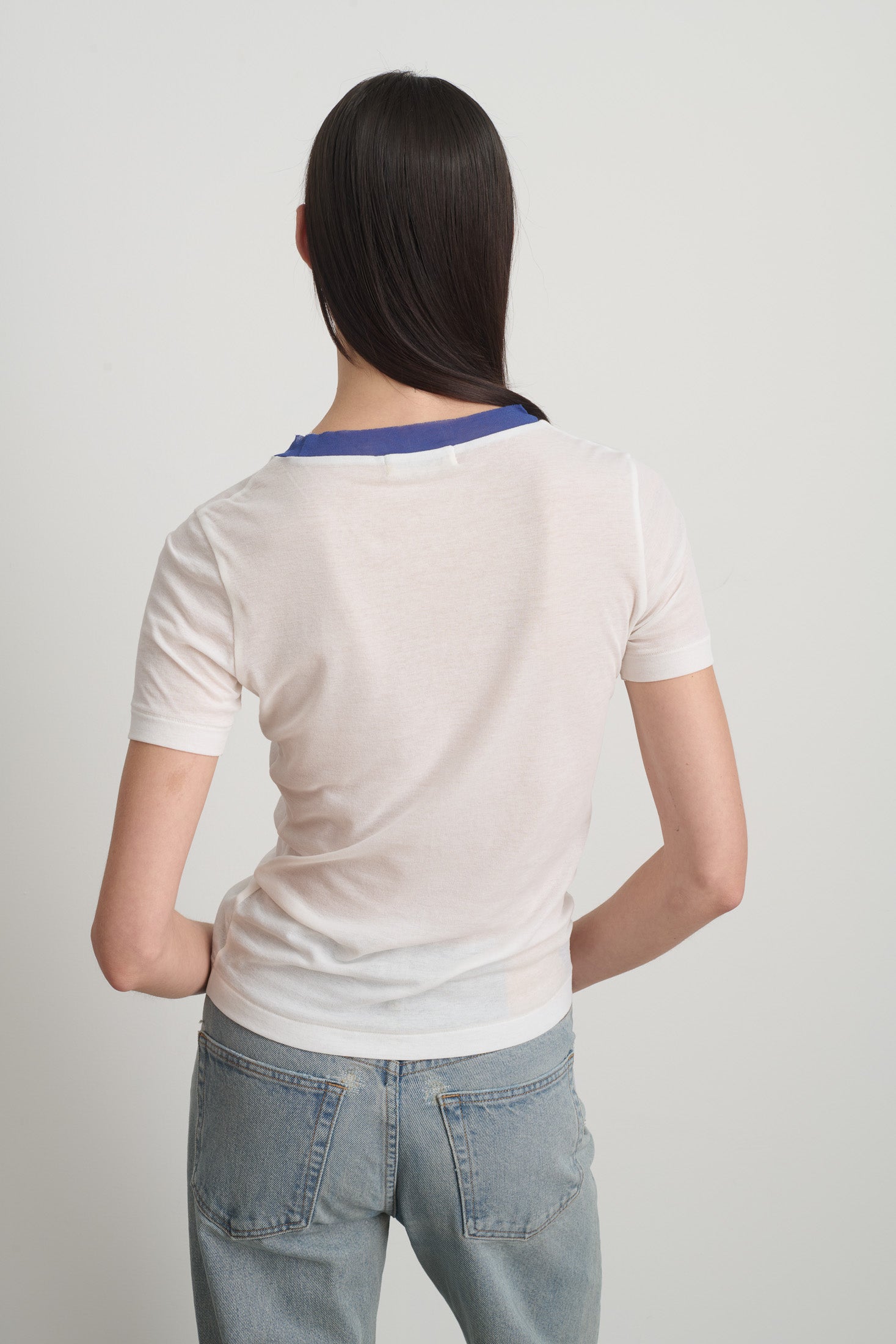 Ringer Tee White/Blue