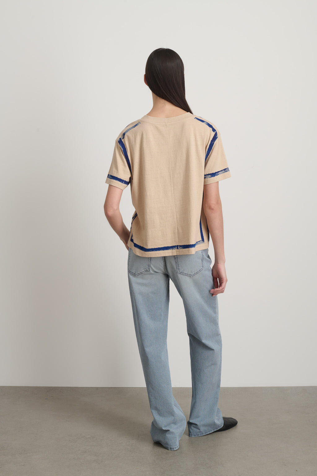 Atlas Pocket Tee Peach/Blue Stripe