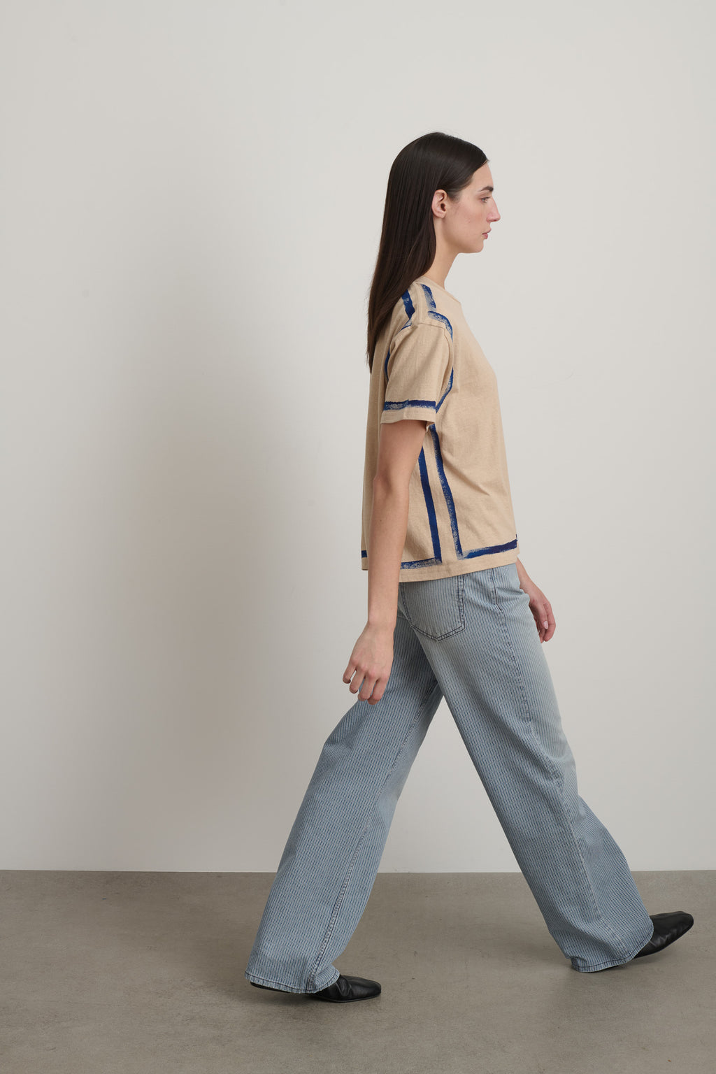 Atlas Pocket Tee Peach/Blue Stripe