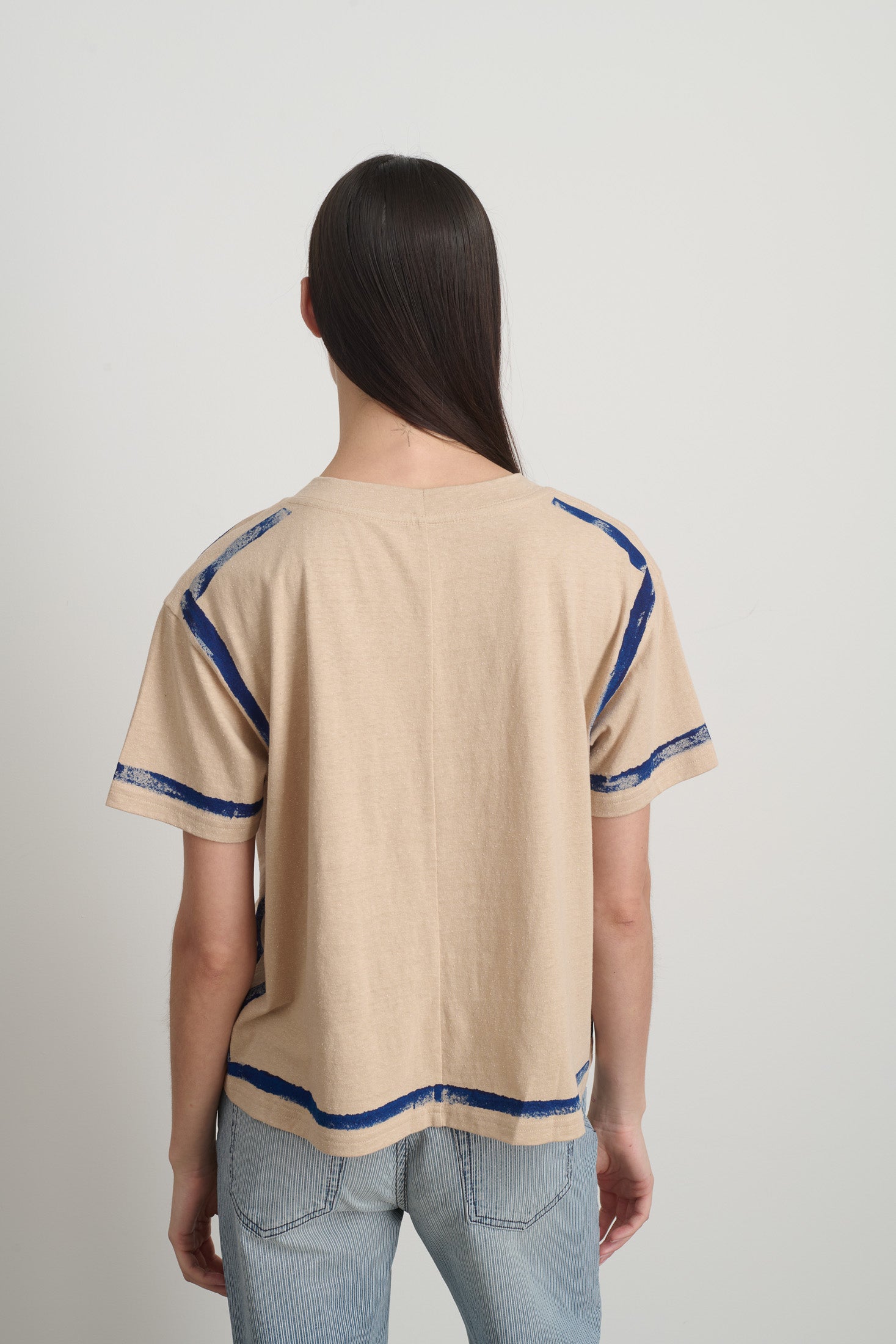 Atlas Pocket Tee Peach/Blue Stripe
