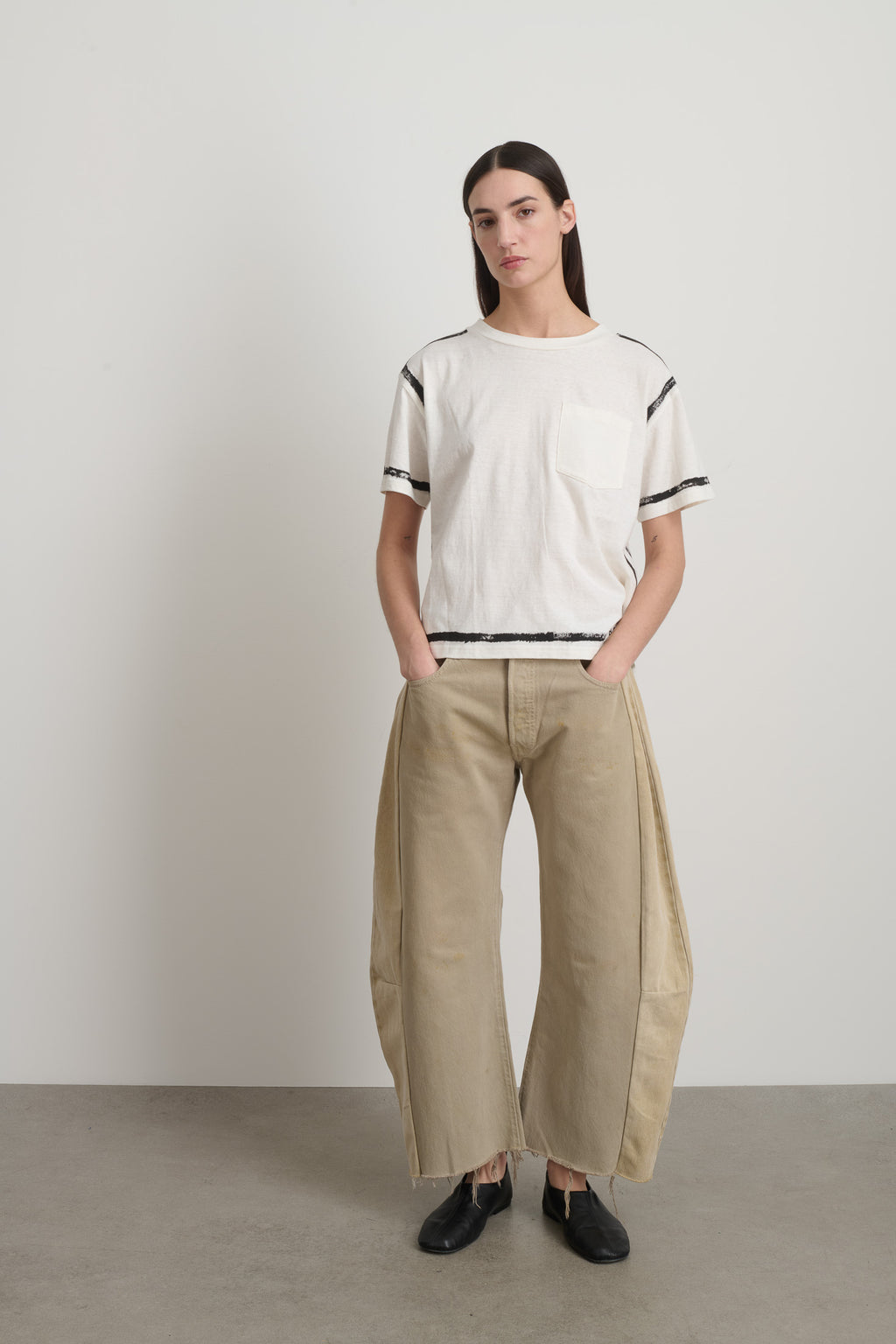 Atlas Pocket Tee White/Black Stripe