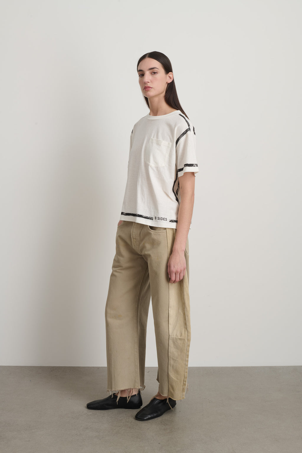 Atlas Pocket Tee White/Black Stripe