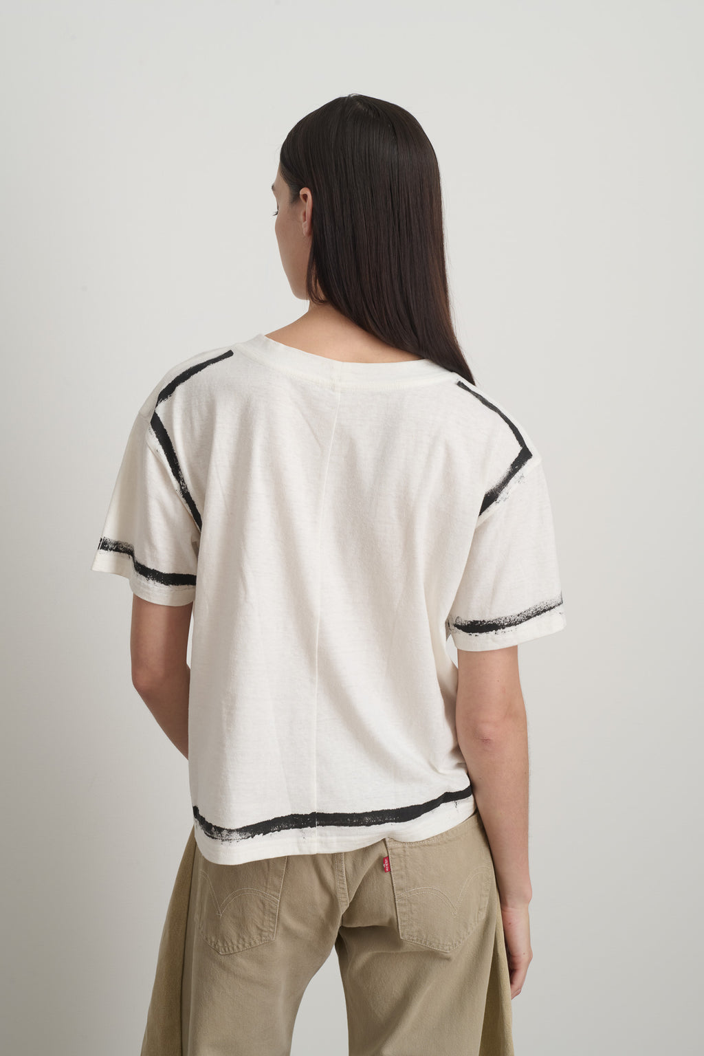 Atlas Pocket Tee White/Black Stripe