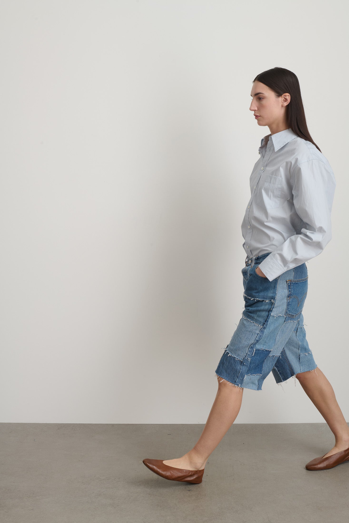 Madras Short Rework Vintage Indigo