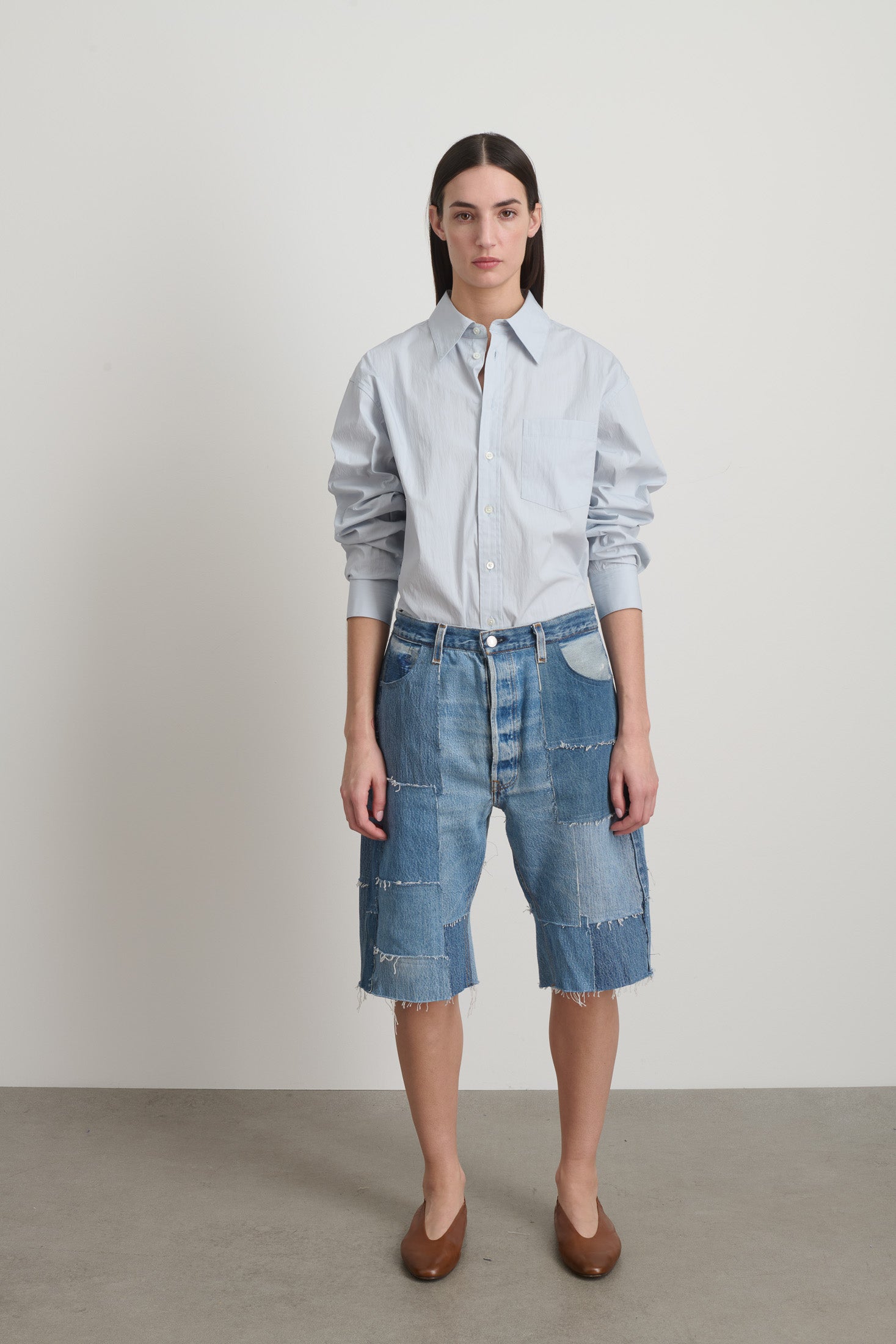 Madras Short Rework Vintage Indigo