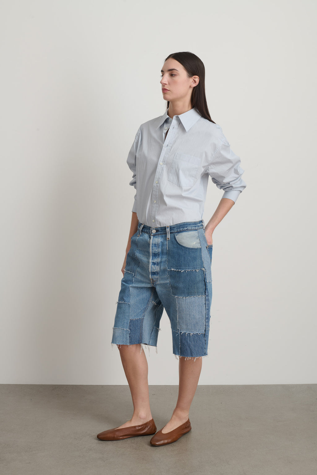 Madras Short Rework Vintage Indigo