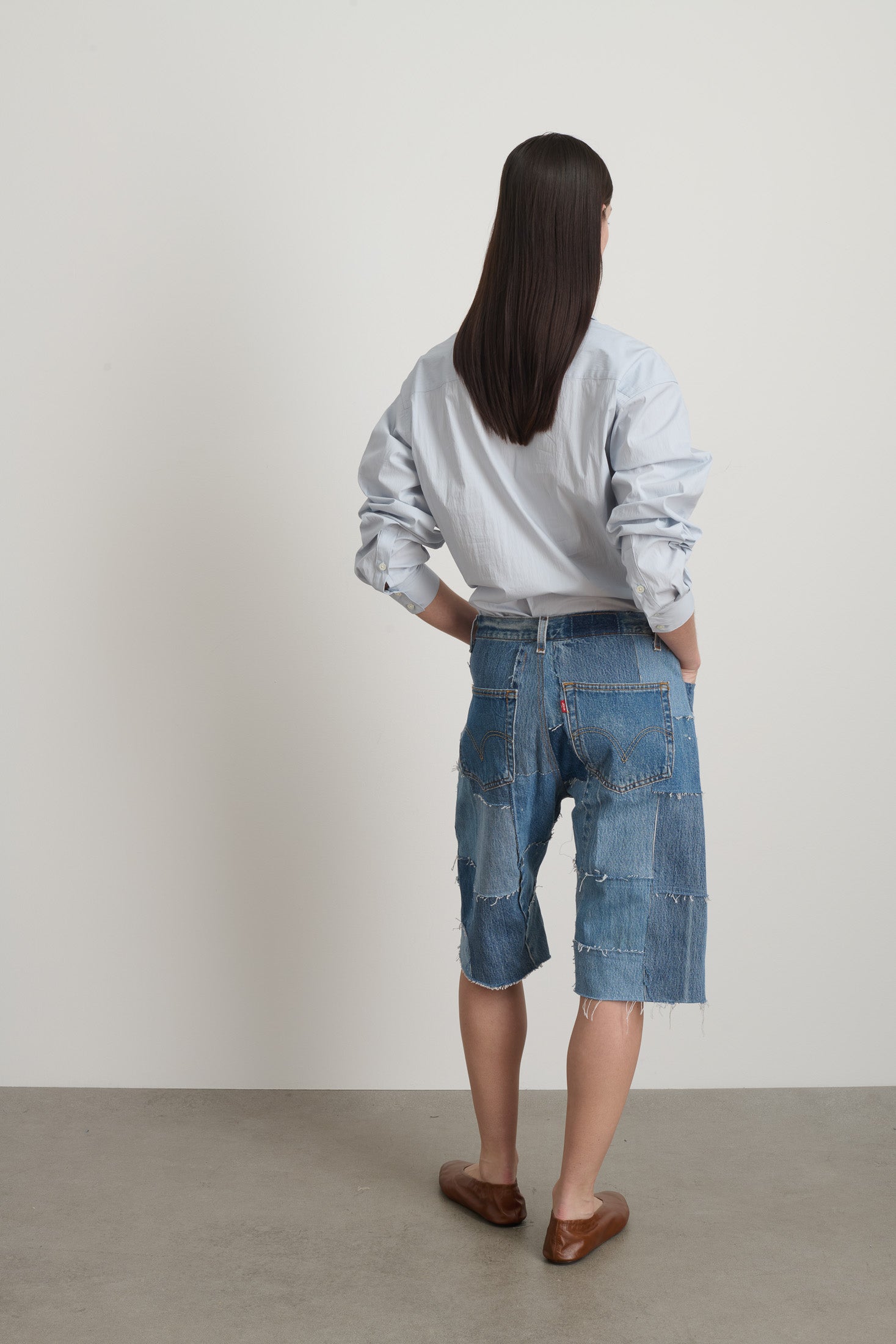 Madras Short Rework Vintage Indigo