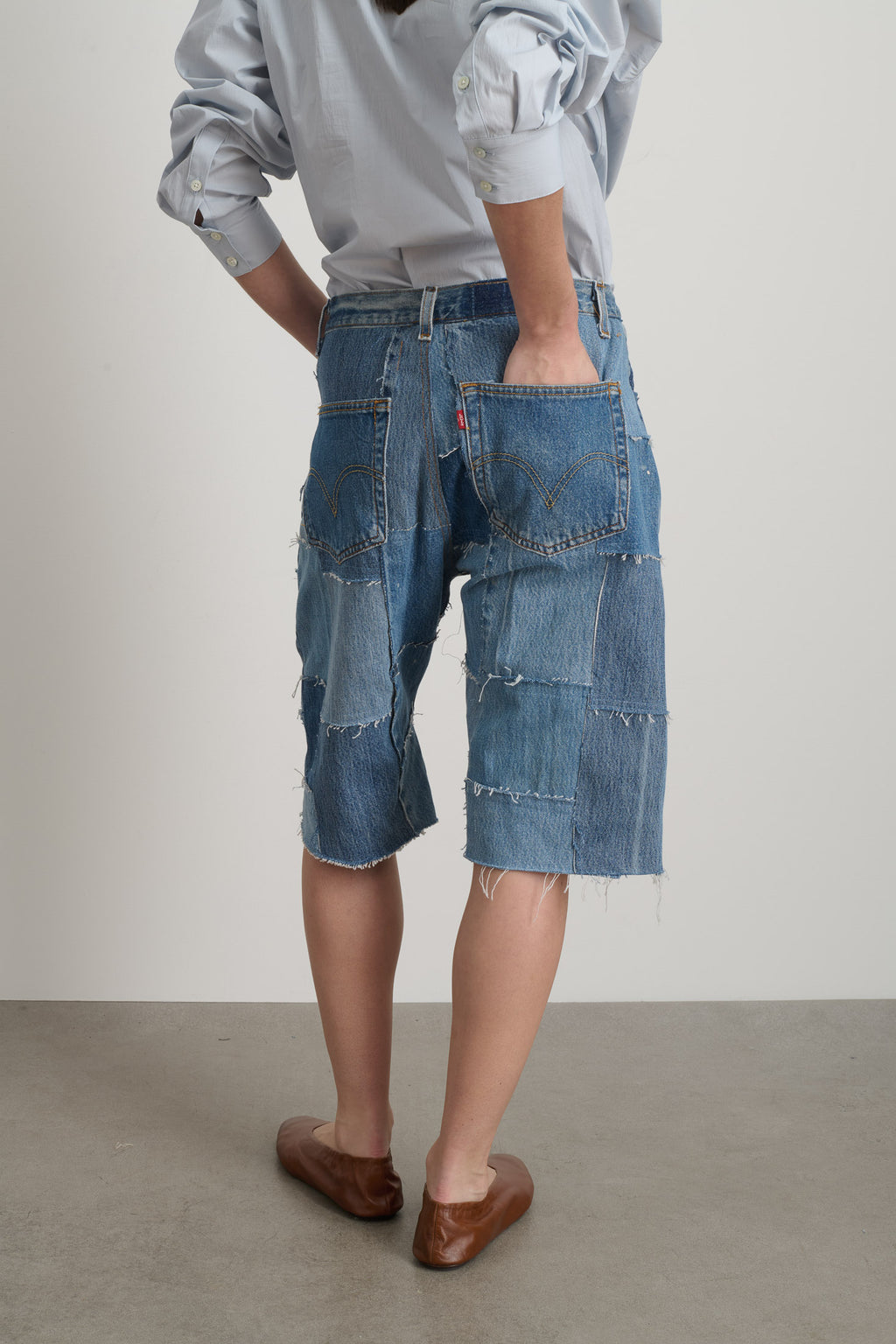 Madras Short Rework Vintage Indigo