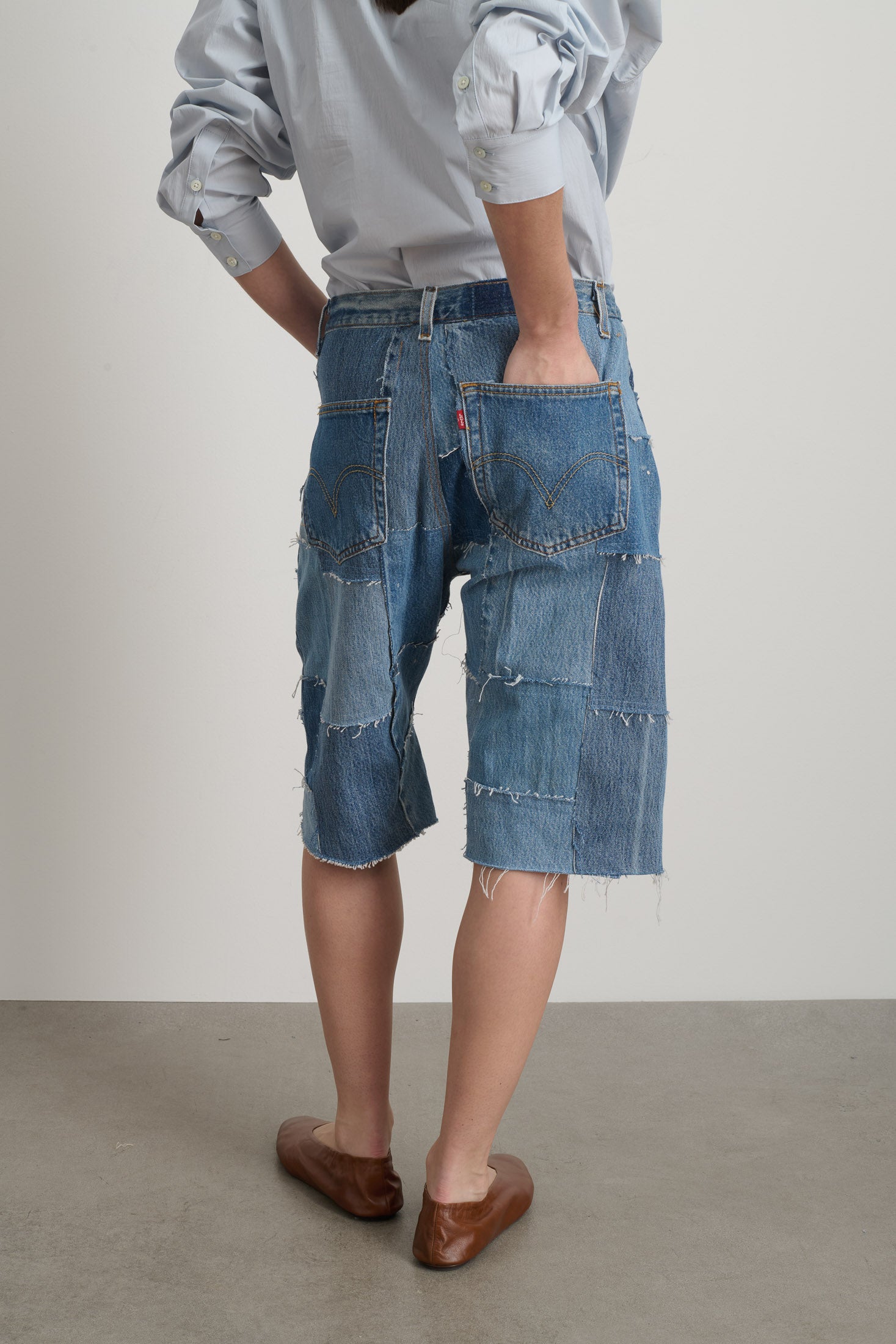 Madras Short Rework Vintage Indigo