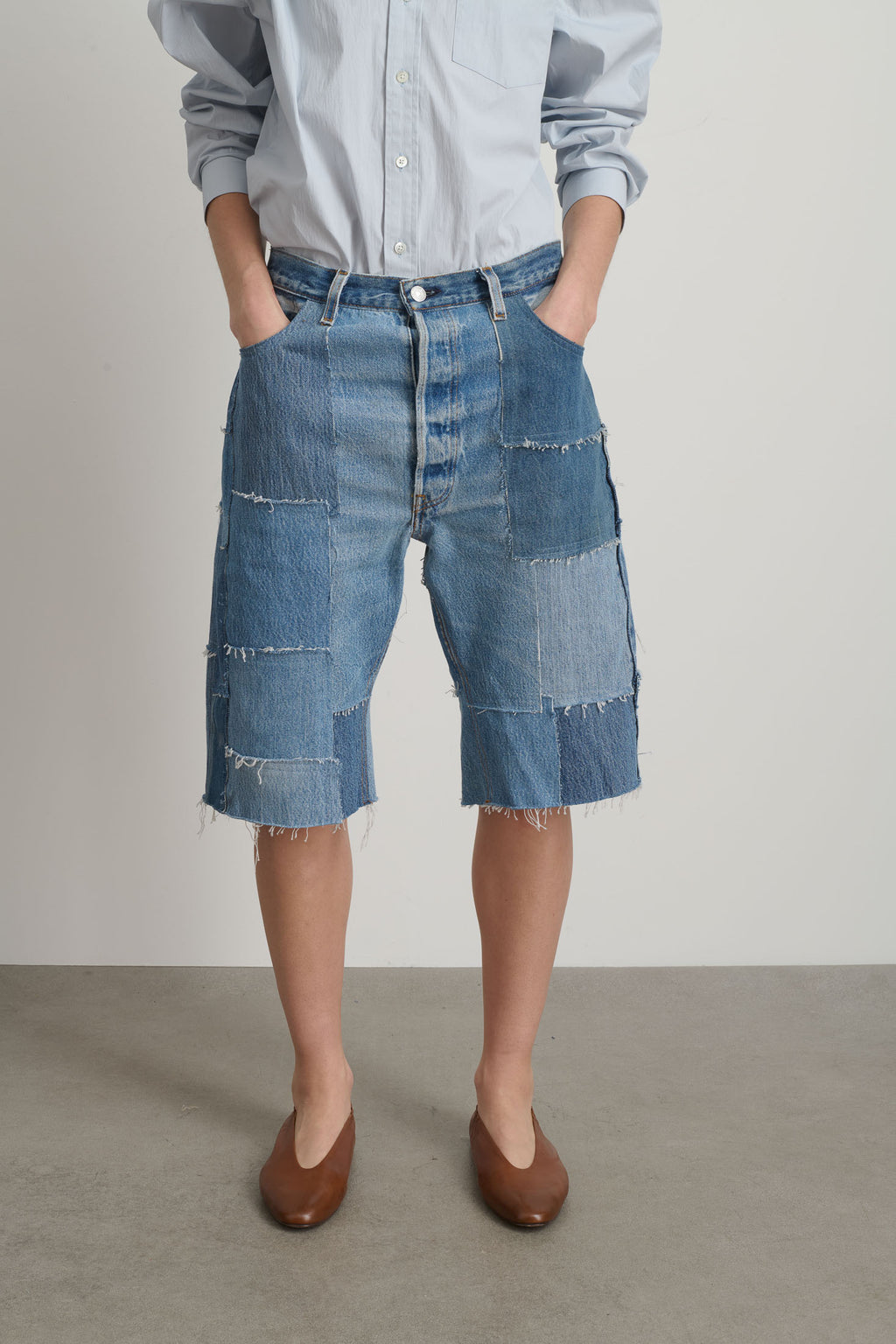 Madras Short Rework Vintage Indigo