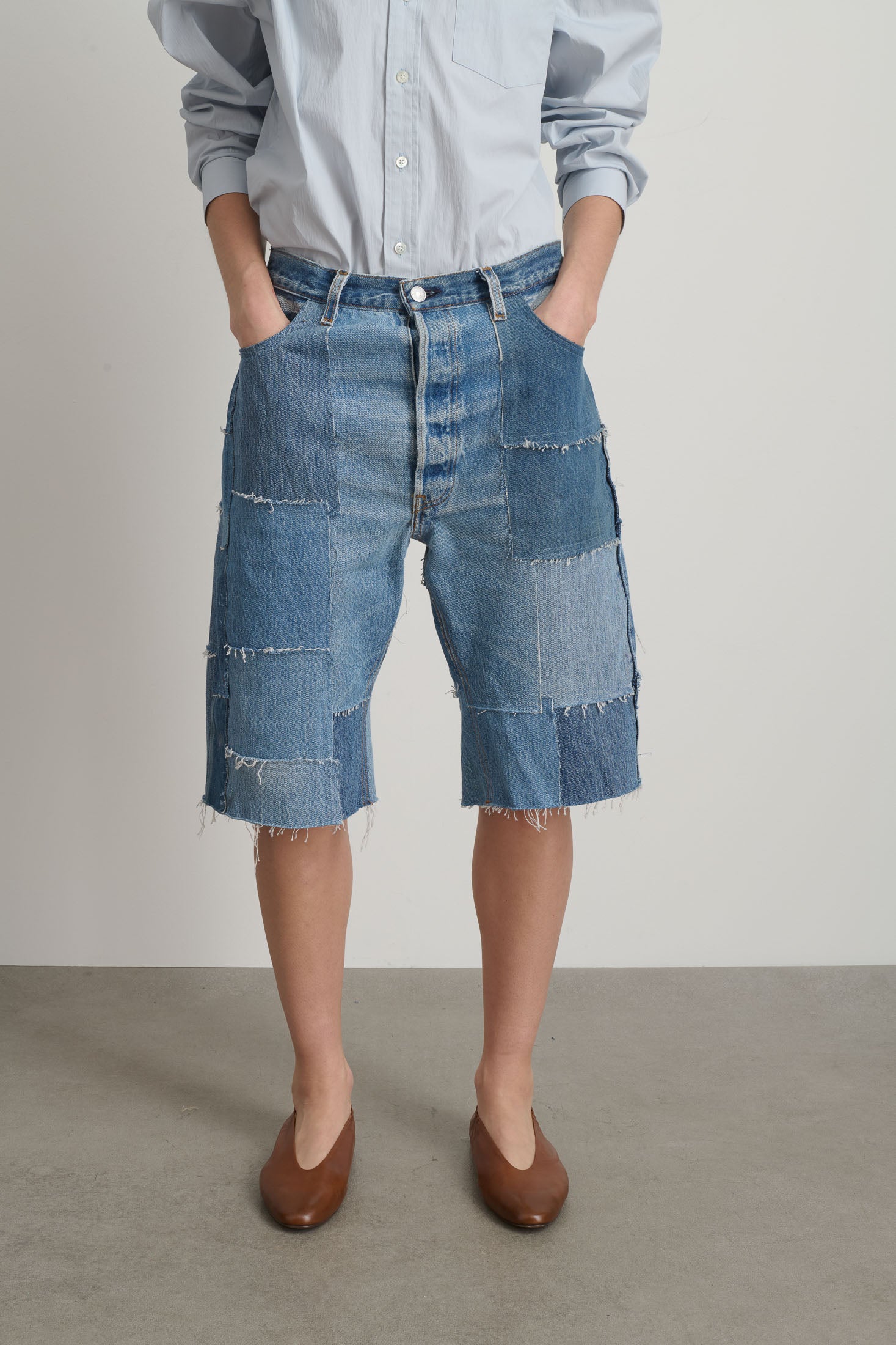 Madras Short Rework Vintage Indigo