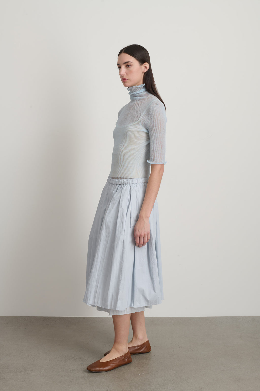 Pleated Skirt Lt Blue/Lt Blue Stripe