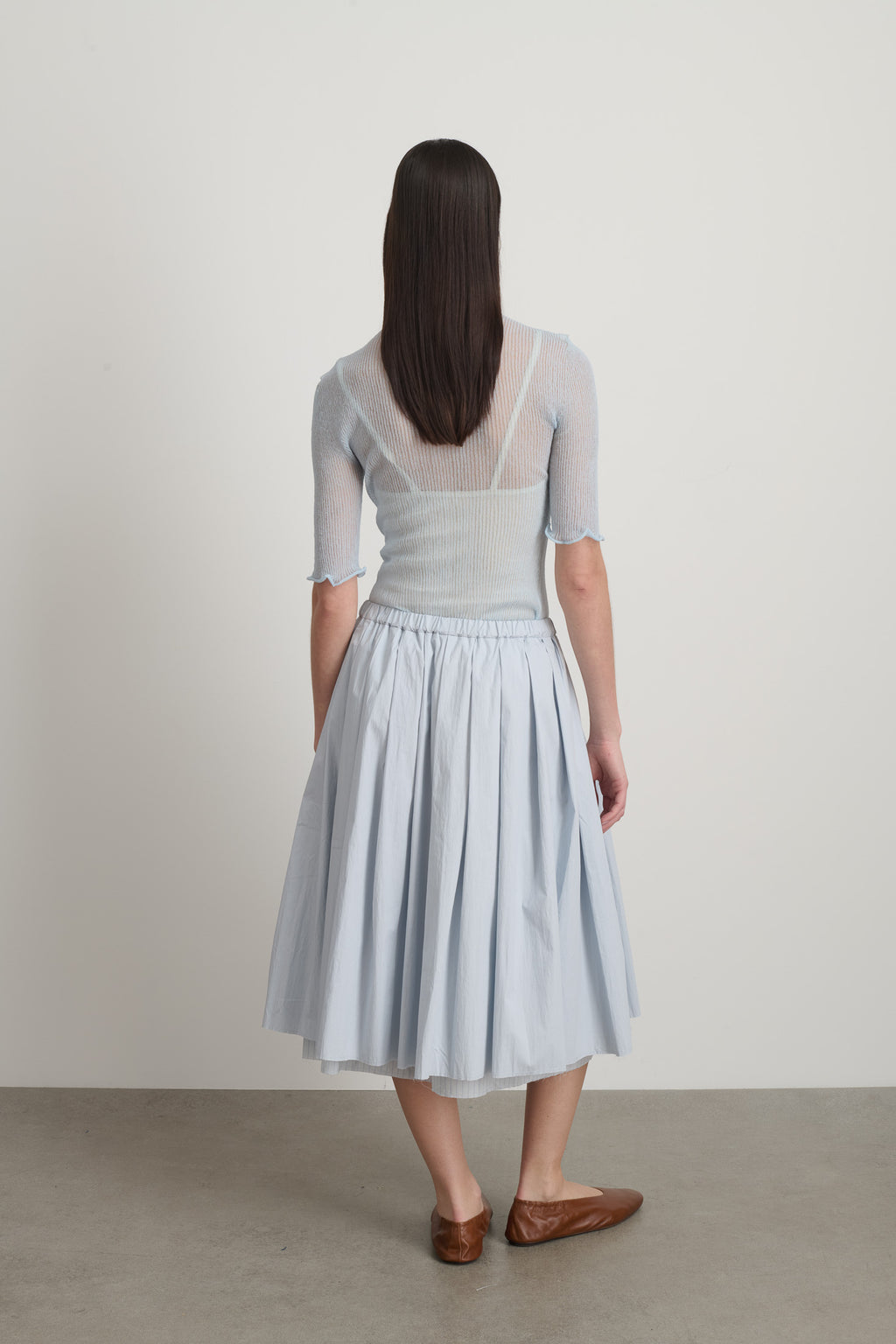 Pleated Skirt Lt Blue/Lt Blue Stripe