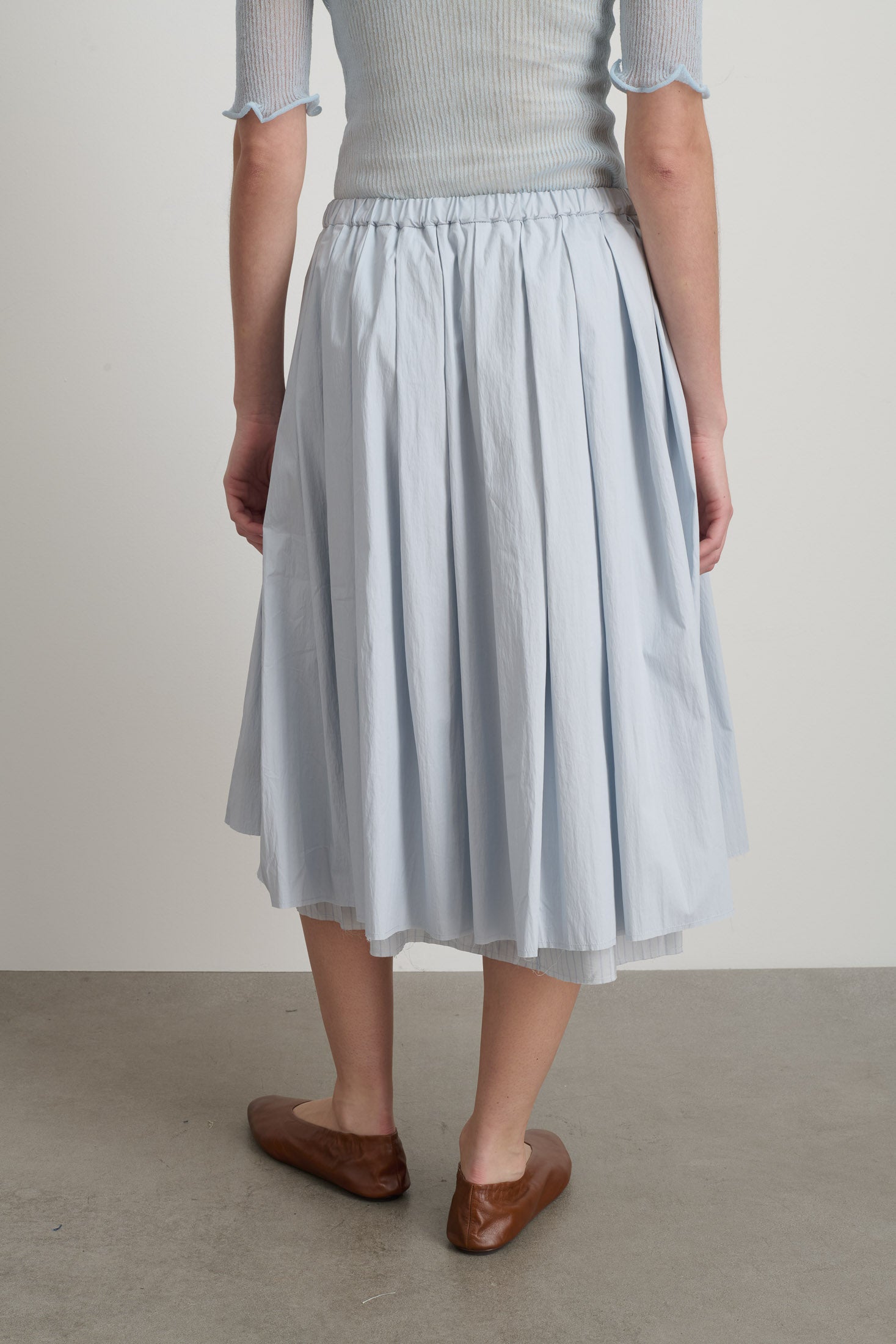 Pleated Skirt Lt Blue/Lt Blue Stripe