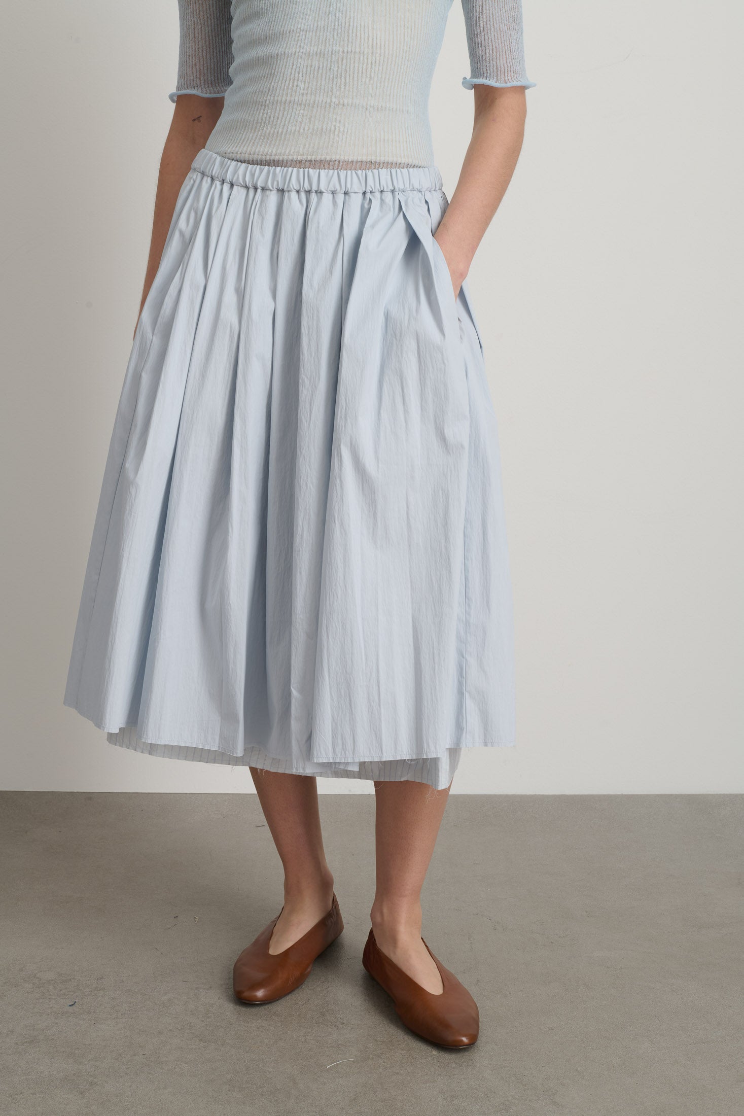 Pleated Skirt Lt Blue/Lt Blue Stripe