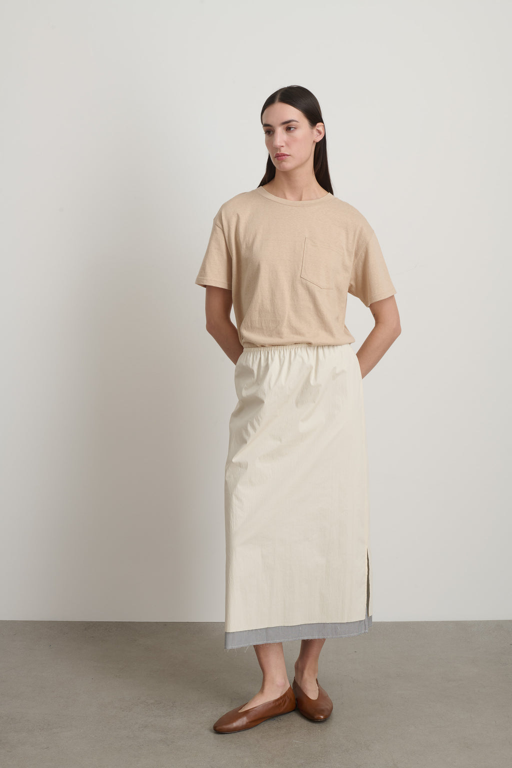 Slip Skirt Oyster / Black White Stripe