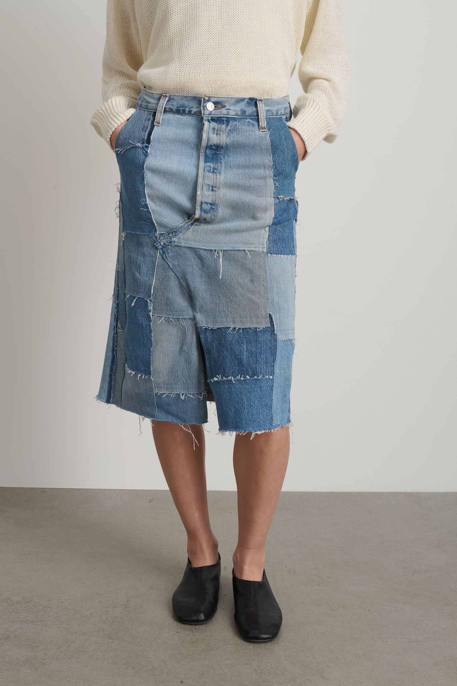 Madras Skirt Rework Vintage Indigo