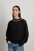 Lind Ringer Crewneck Black/White Linen