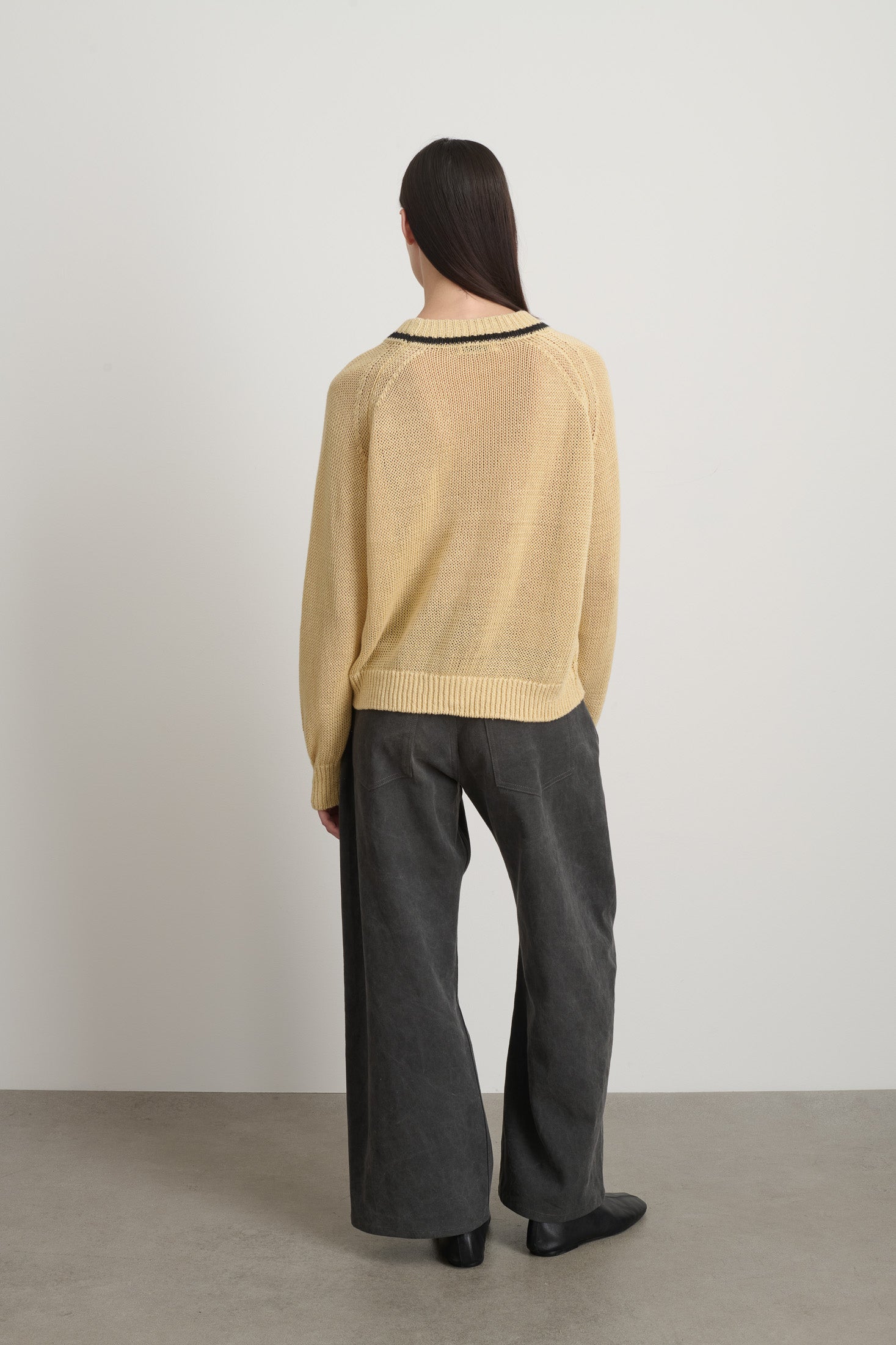 Lind Ringer Crewneck Wheat/Black Linen