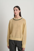 Lind Ringer Crewneck Wheat/Black Linen