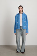 Hand Knit Sweater Jacket Blue/White