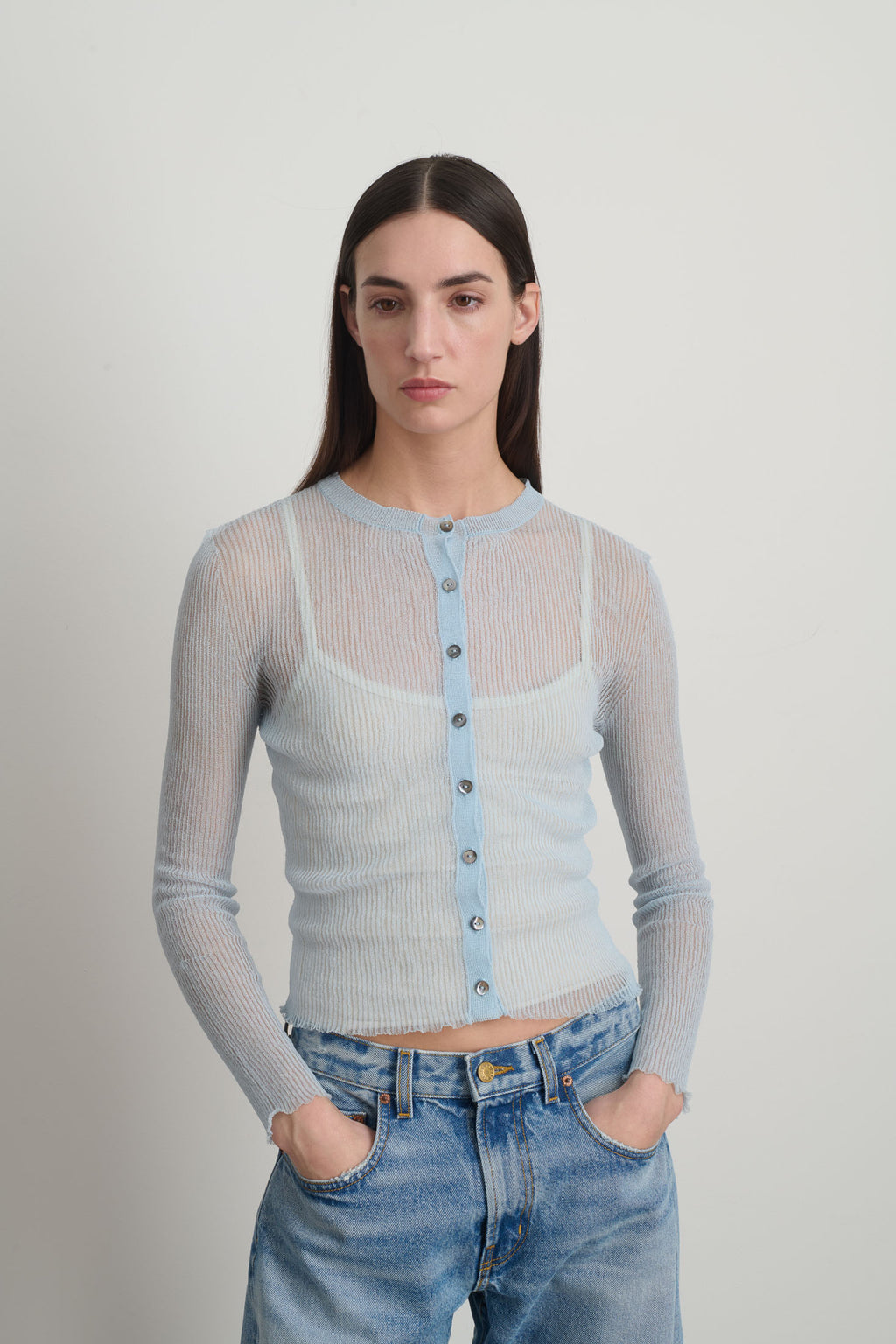 Sheer Cardigan Pale Blue
