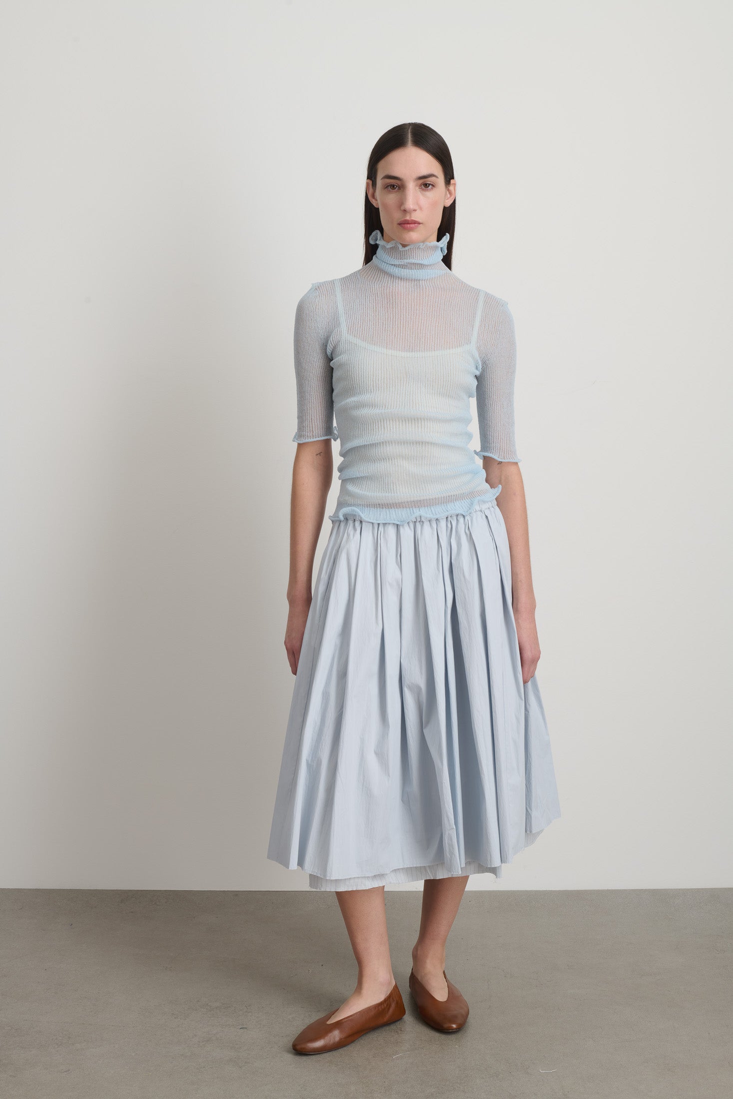 Sheer Turtleneck Pale Blue - Women | B SIDES – B Sides Jeans