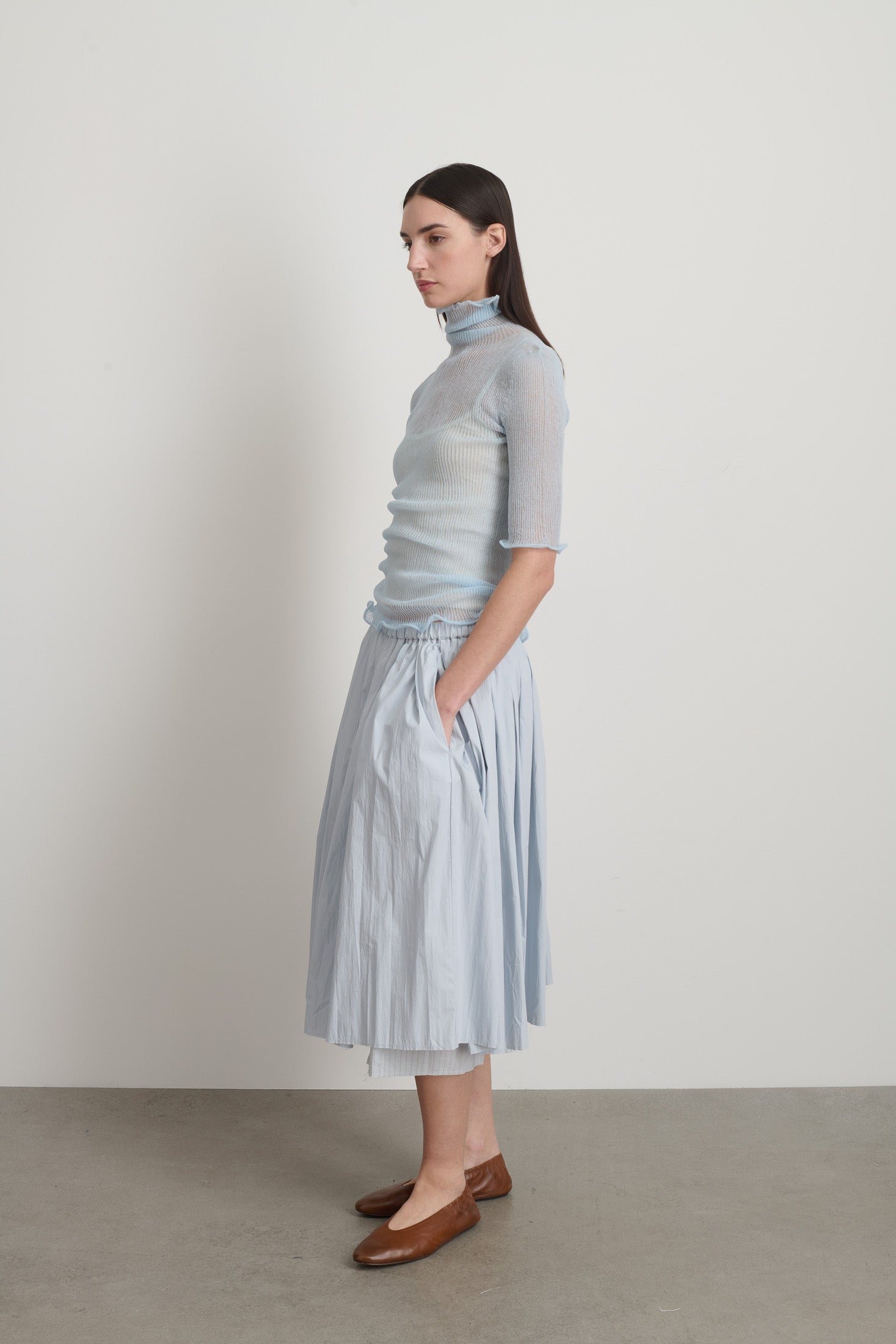 Sheer Turtleneck Pale Blue