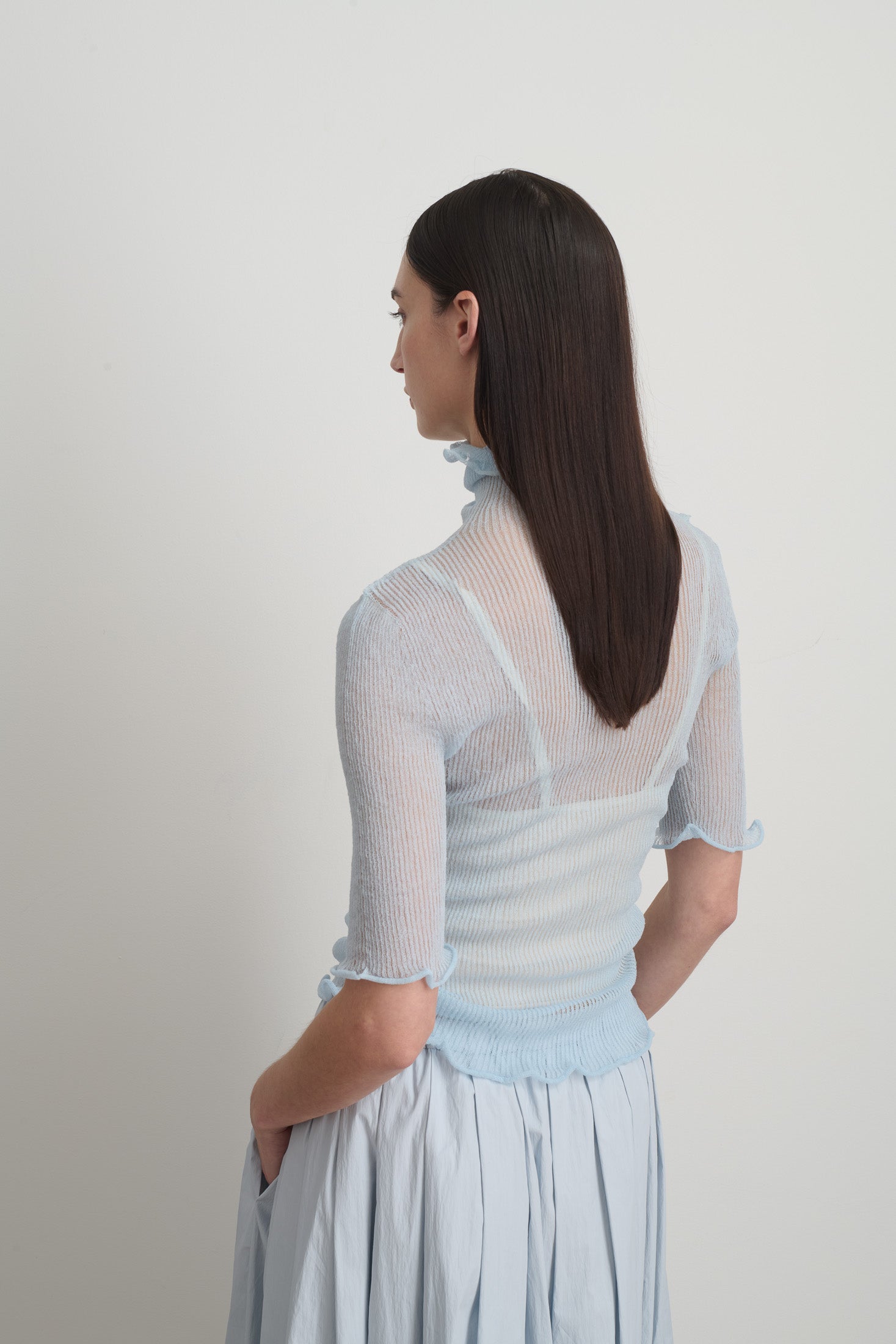 Sheer Turtleneck Pale Blue