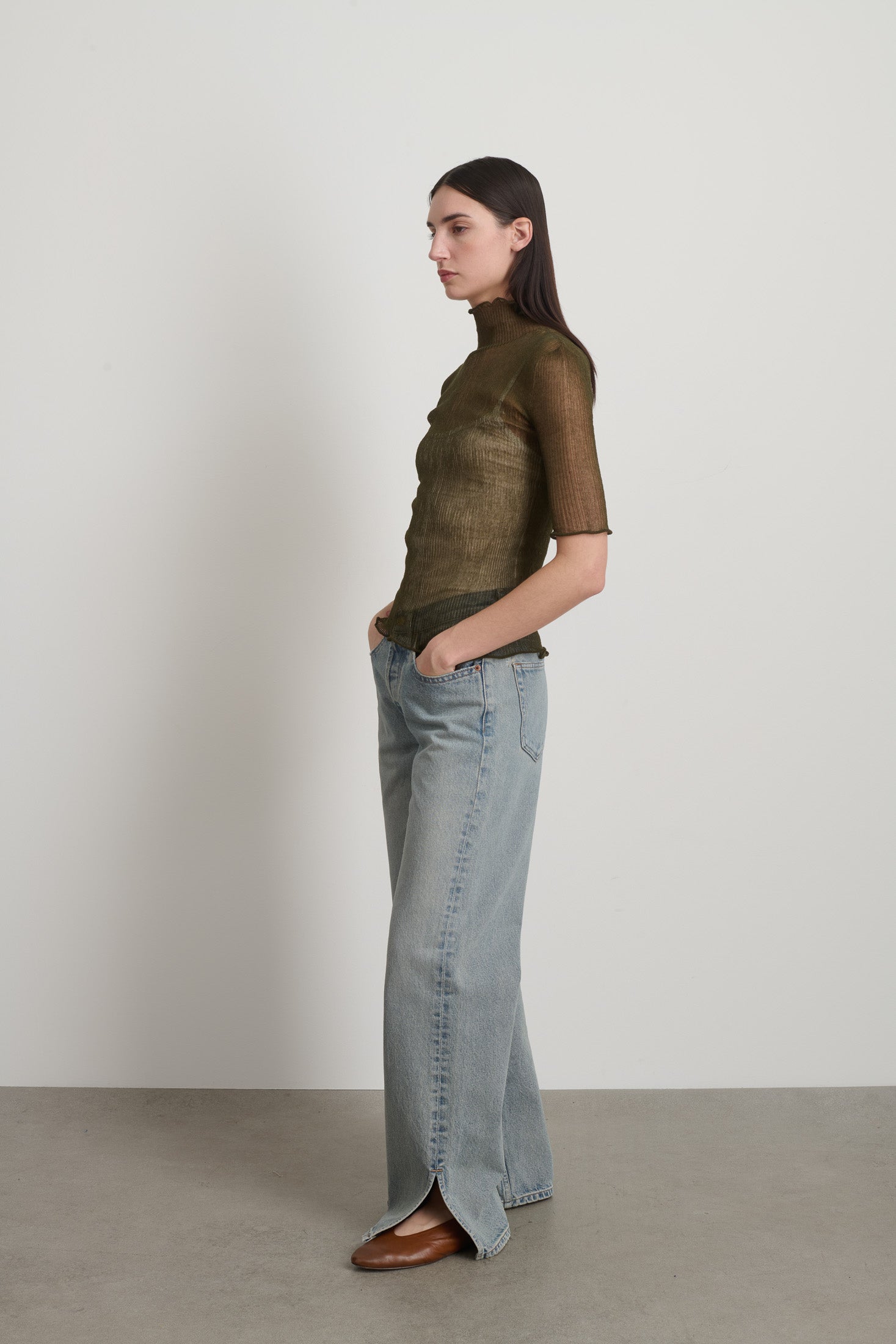 Sheer Turtleneck Olive