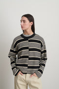 Rugby Stripe Crewneck Black/Ivory