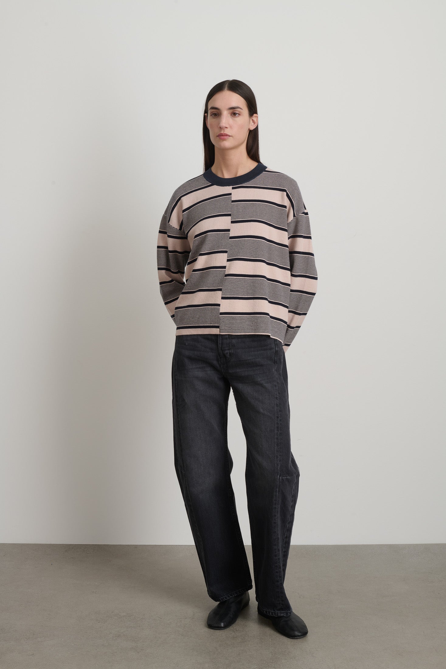 Rugby Stripe Crewneck Pink/Navy