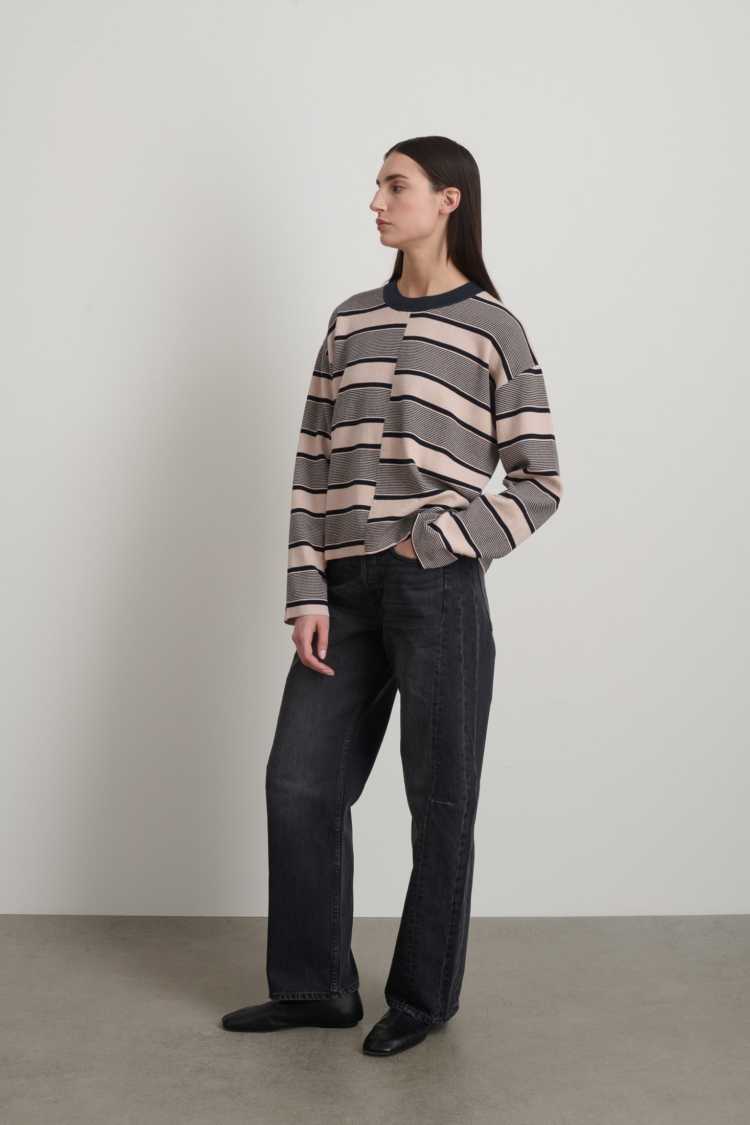 Rugby Stripe Crewneck Pink/Navy