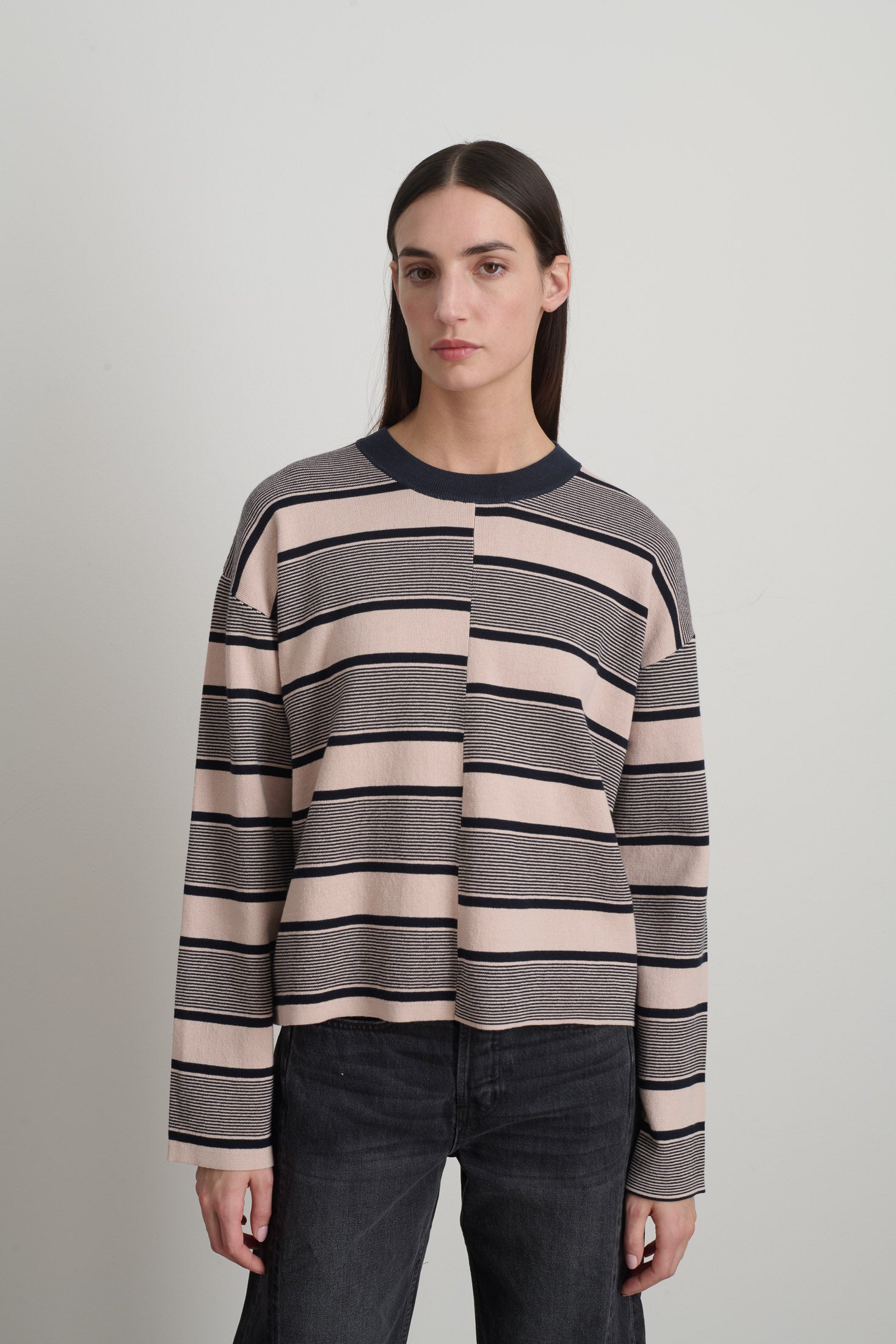 Rugby Stripe Crewneck Pink/Navy