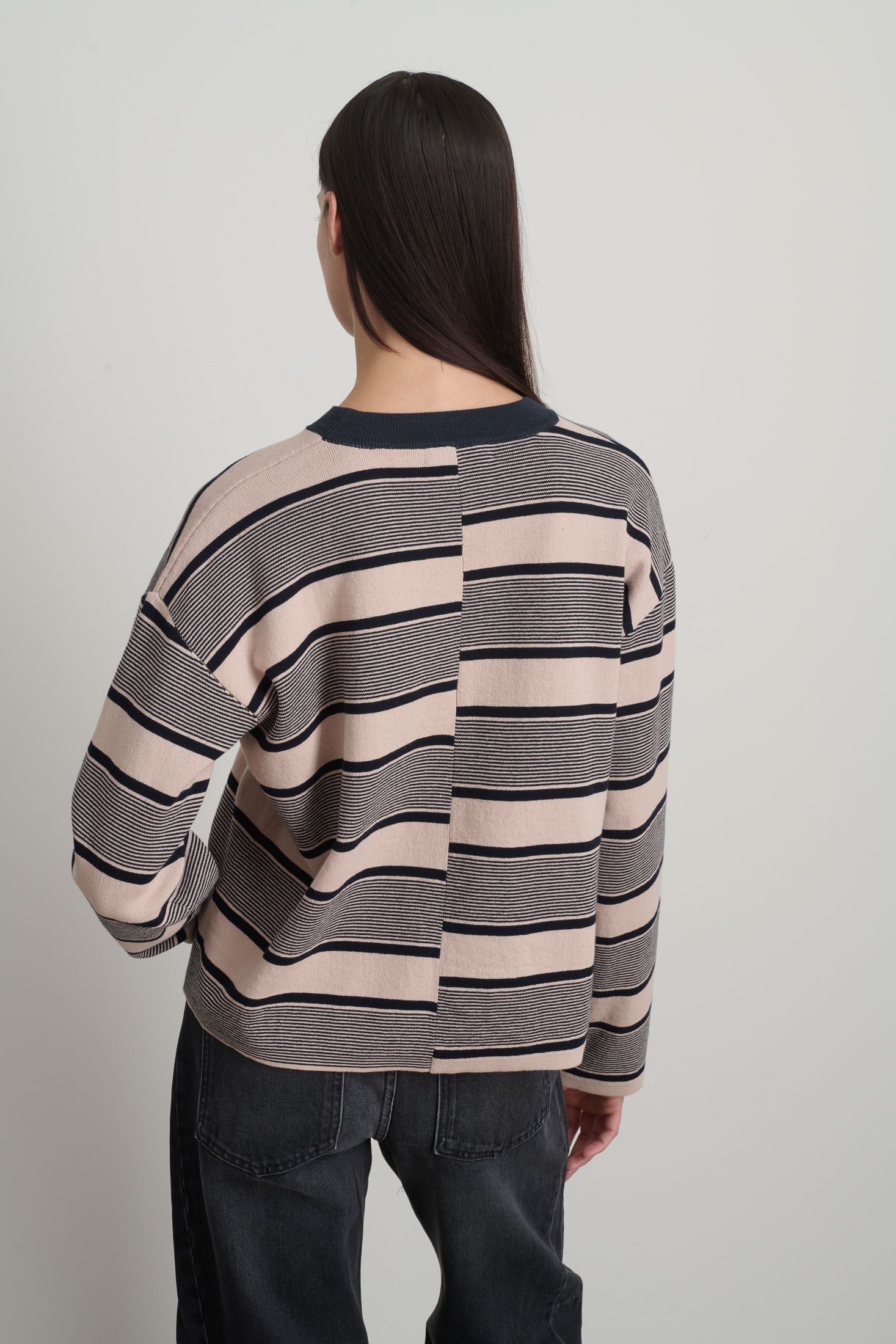 Rugby Stripe Crewneck Pink/Navy