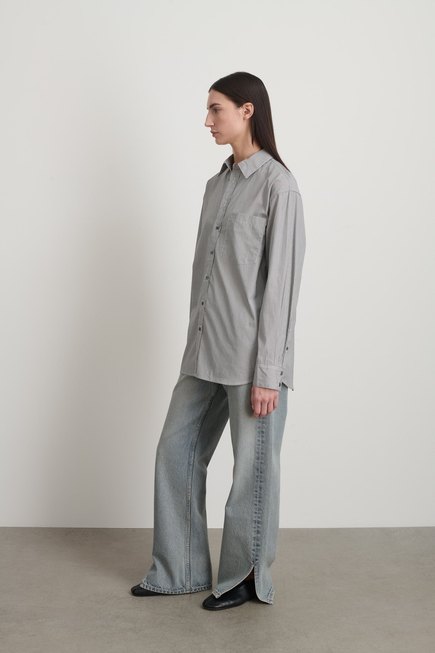 Nolan Shirt Black/White Stripe