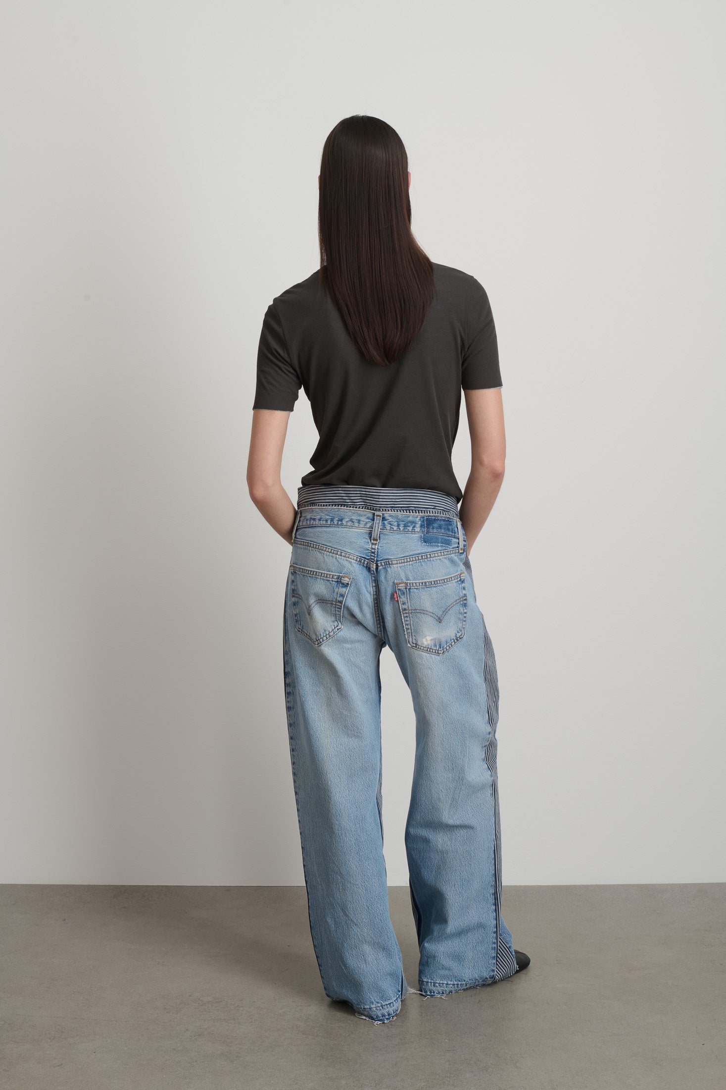 B S IDES ビンテージ　ワイドデニム Double Waistband Rework Vintage Indigo / Stripe – B Sides Jeans
