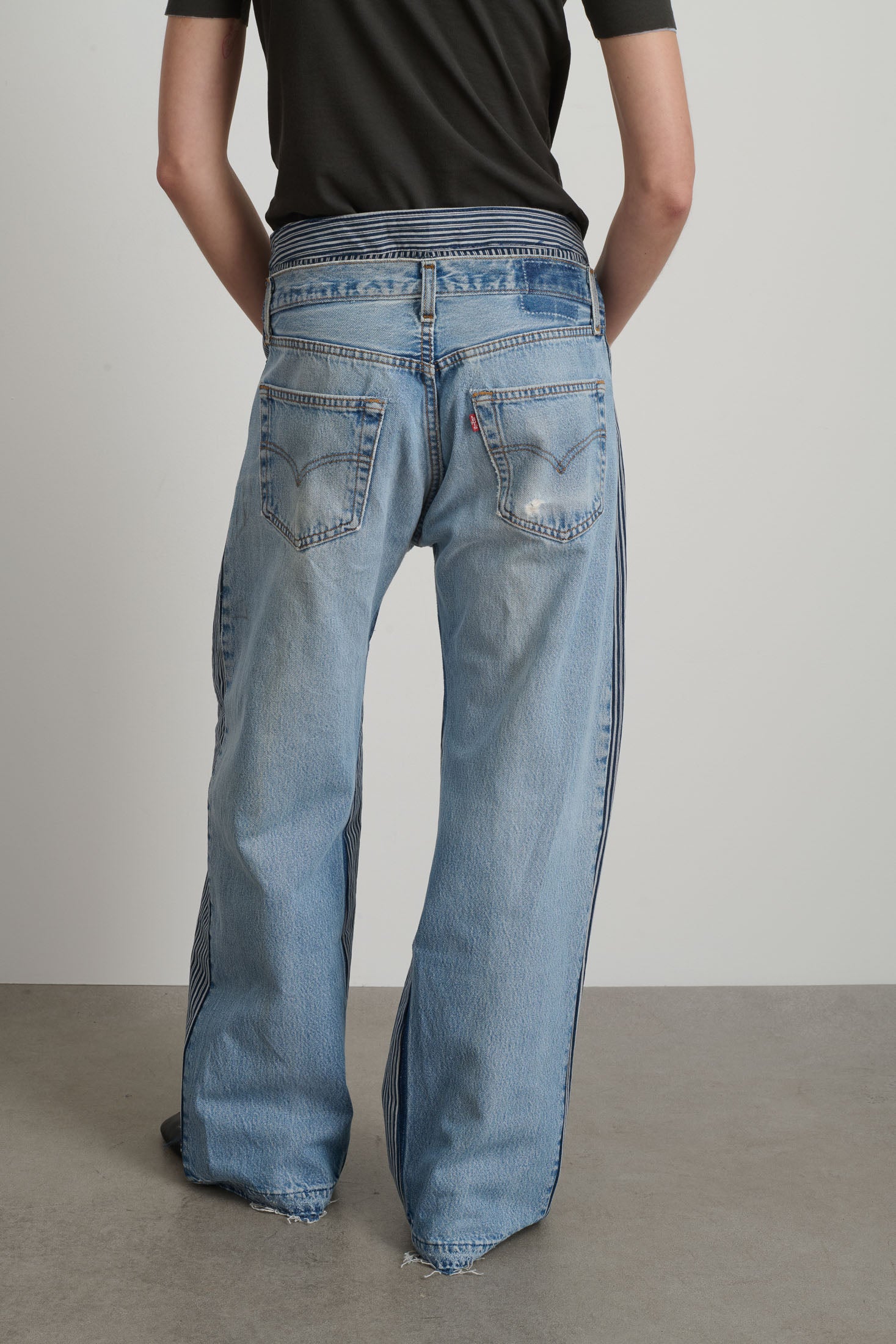 B S IDES ビンテージ　ワイドデニム Double Waistband Rework Vintage Indigo / Stripe – B Sides Jeans