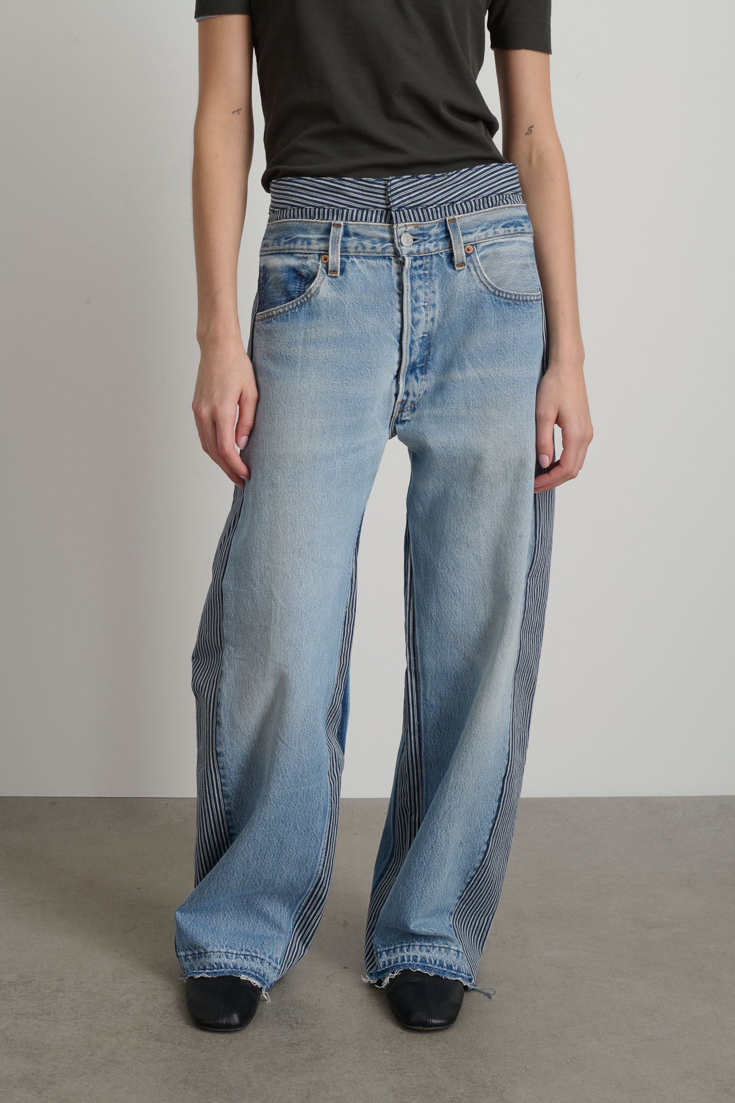 Double Waistband Rework Vintage Indigo / Stripe – B Sides Jeans