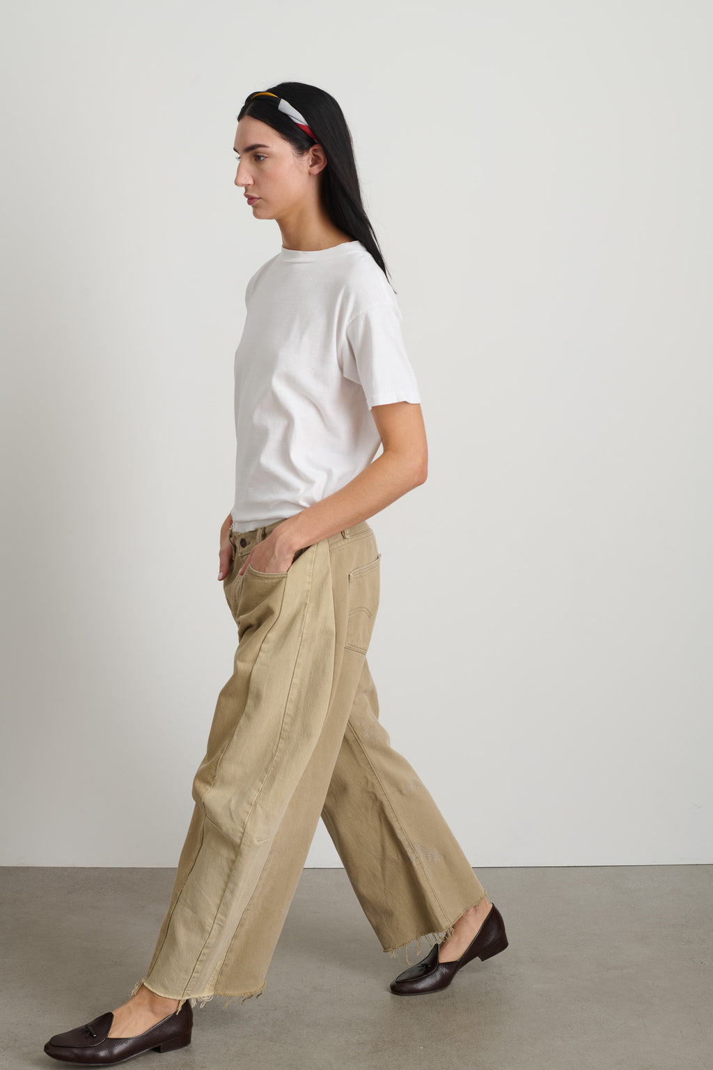 Vintage Lasso Jean Slouch Crop Classic Faded Khaki