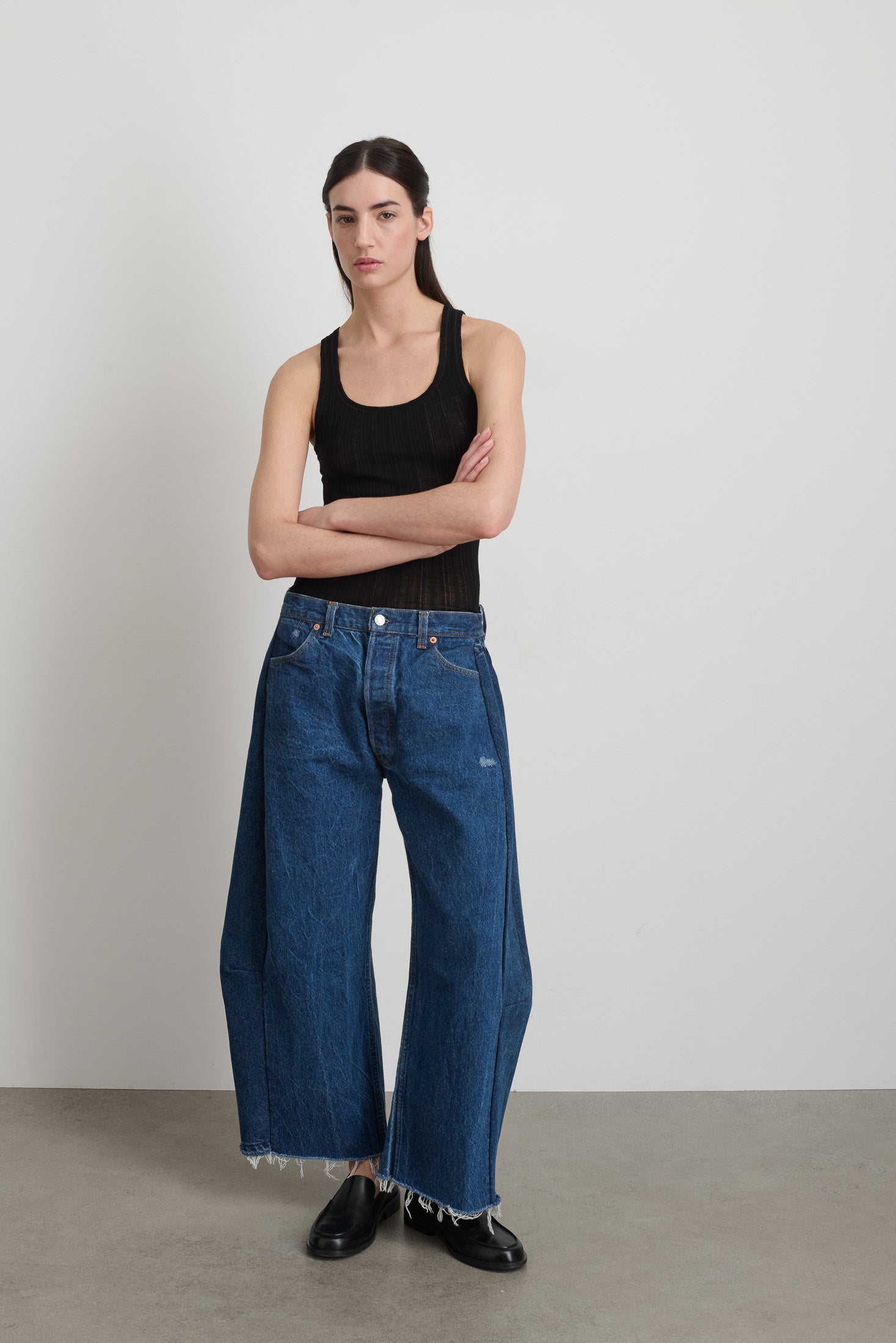 Vintage Lasso Jean Slouch Crop Classic Faded Indigo