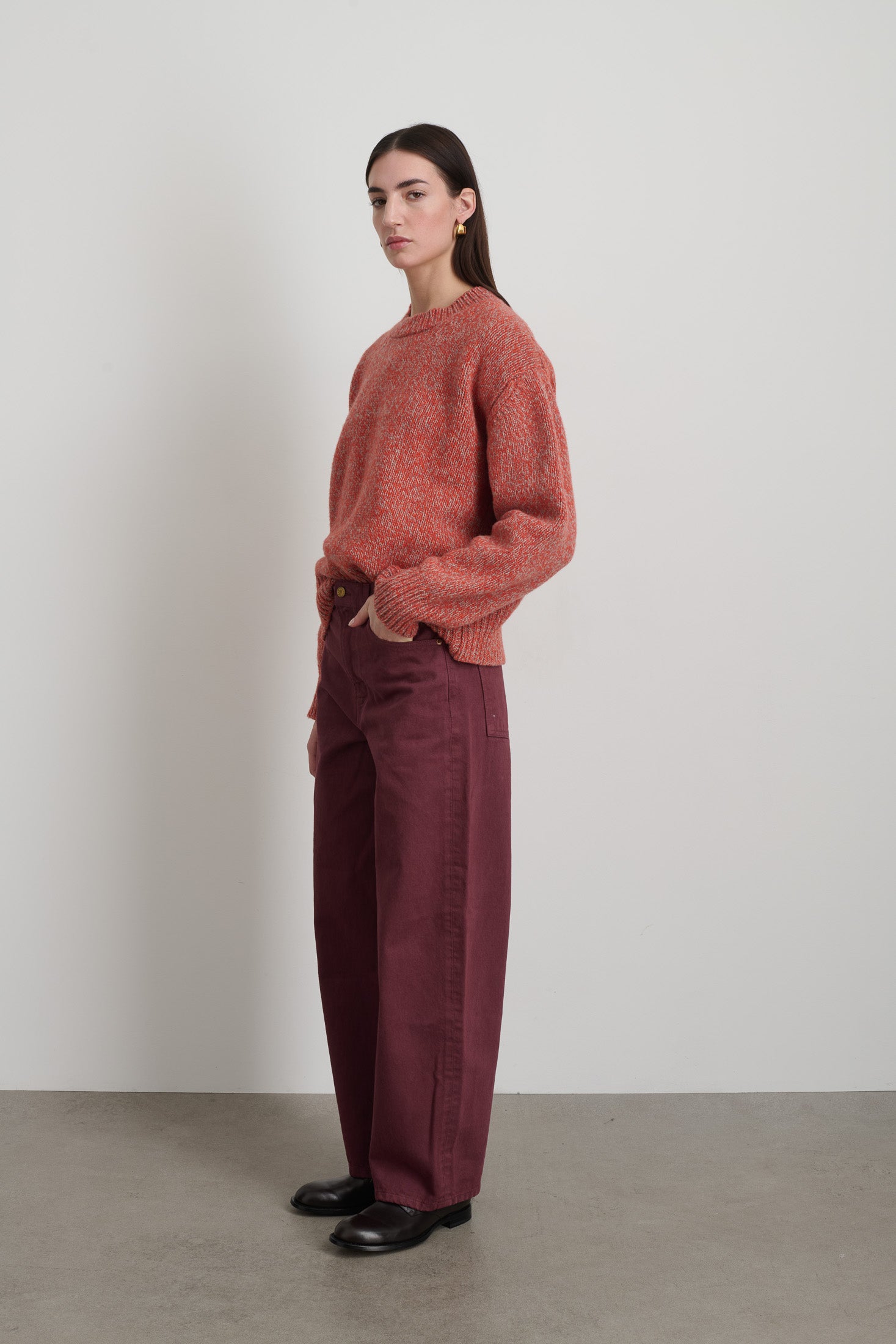 Leroy Mid Relaxed Bow Burgundy Overdye