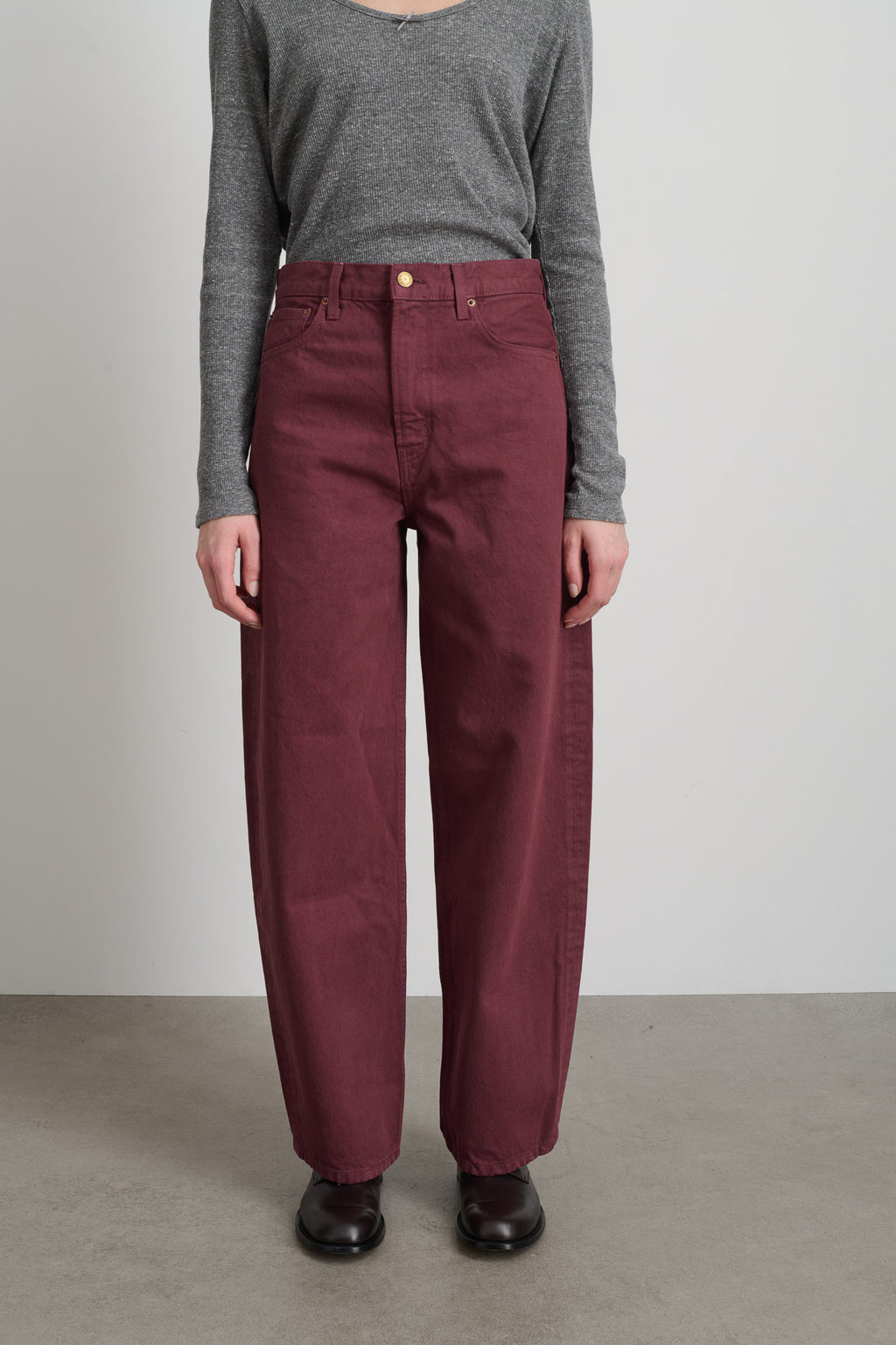 Leroy Mid Relaxed Bow Burgundy Overdye
