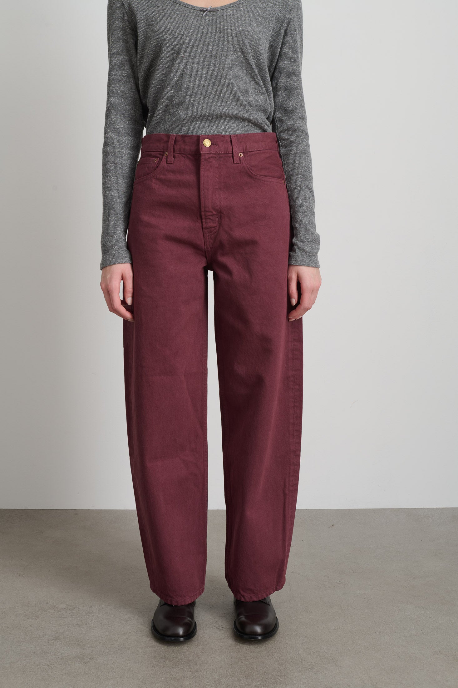 Leroy Mid Relaxed Bow Burgundy Overdye