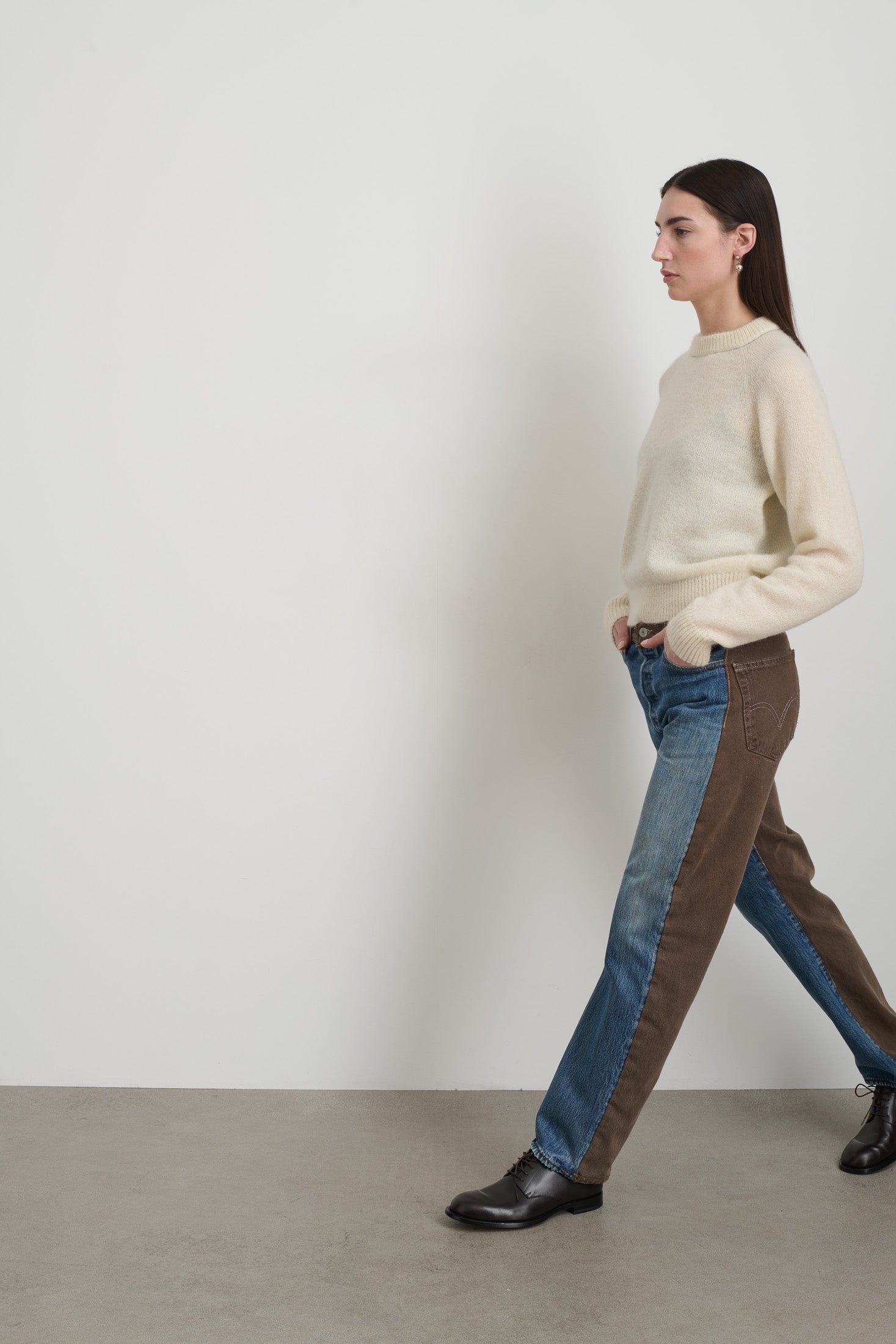 Vintage Straight Rework Halfsie Vintage Indigo/Brown – B Sides Jeans