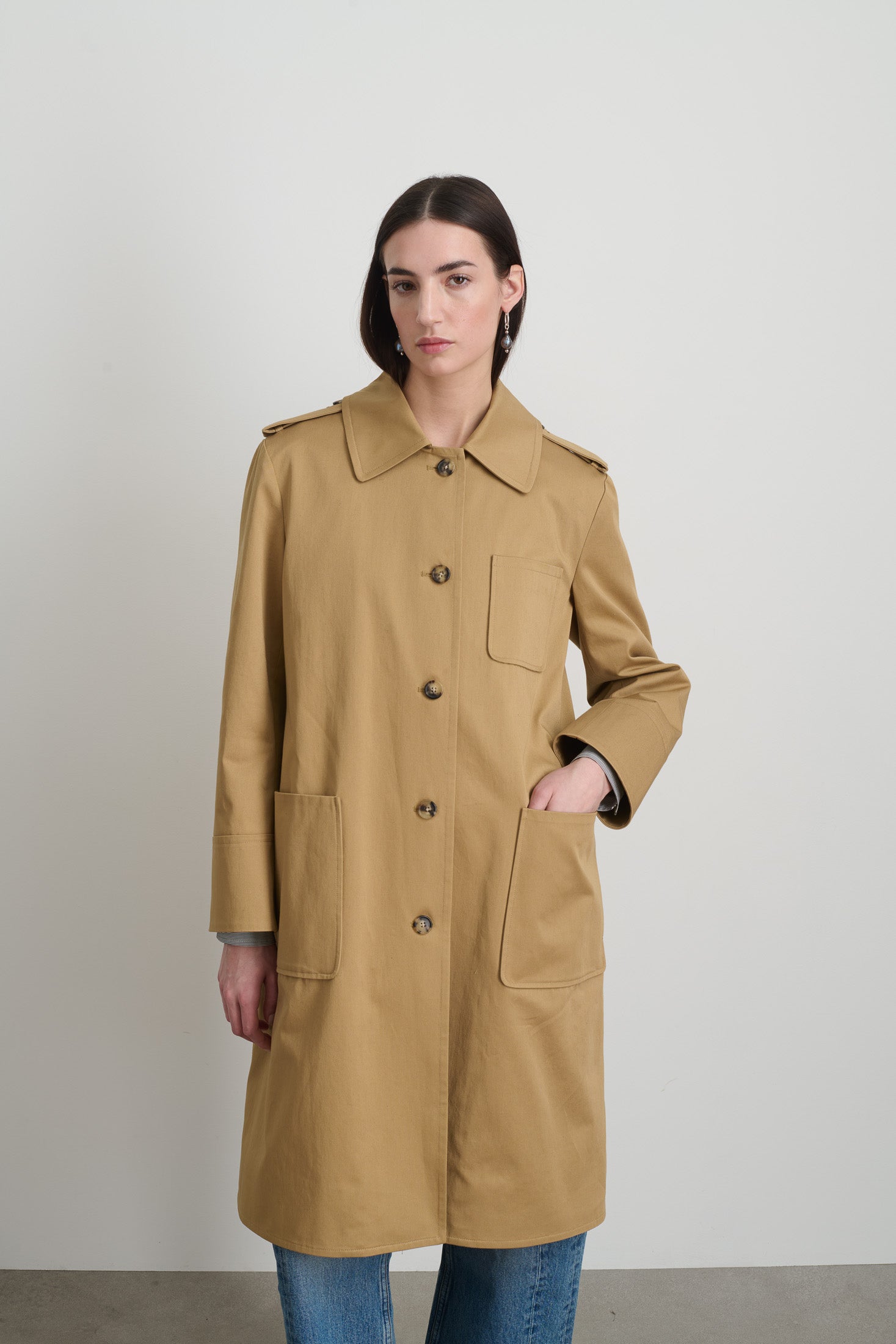 Hesse Cotton Twill Trench Camel - Women | B Sides Jeans